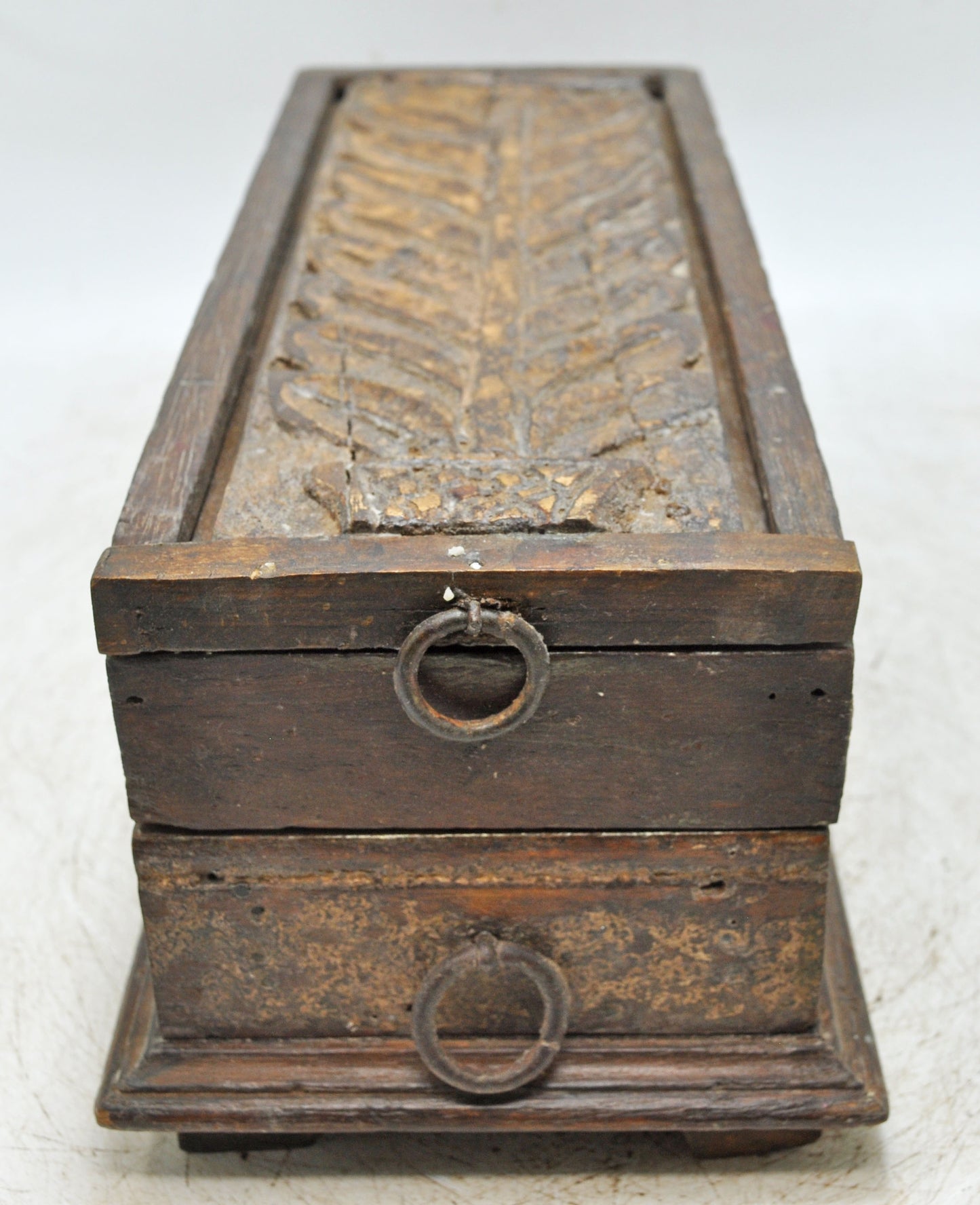 Antique Wooden Large Pencil Stationary Box Original Old Fine Hand Carved