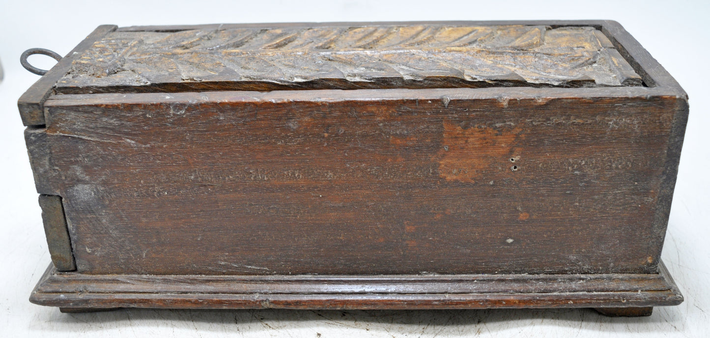 Antique Wooden Large Pencil Stationary Box Original Old Fine Hand Carved