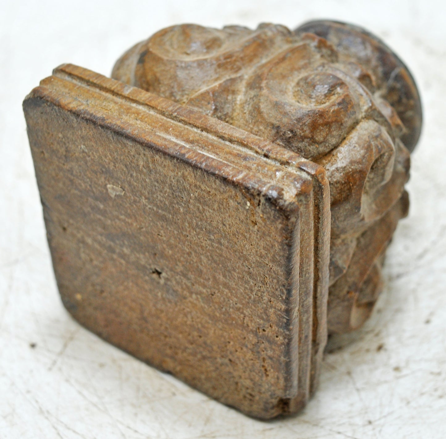 Antique Wooden Small Candle Holder Stand Original Old Hand Carved