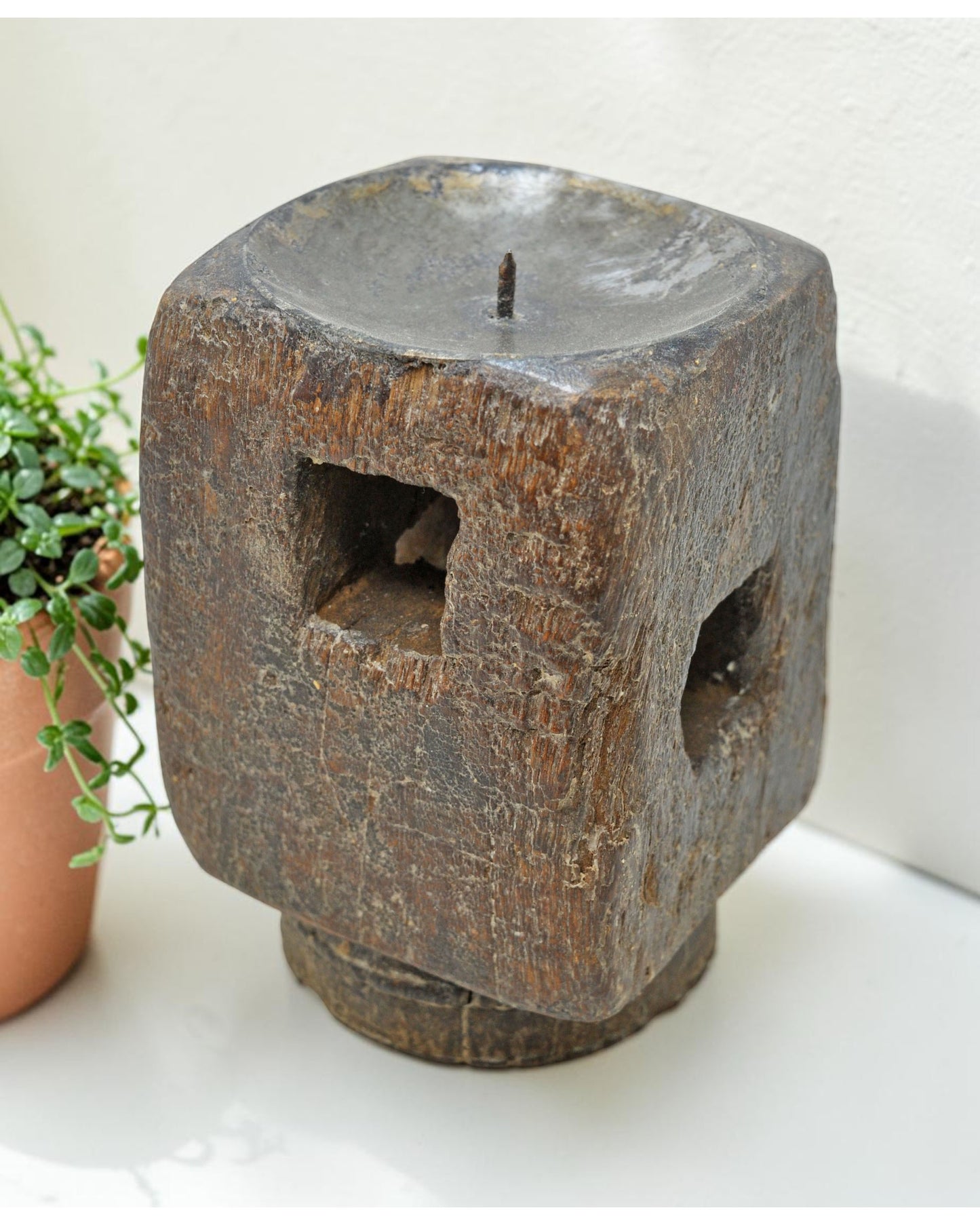 Antique Wooden Paga Candle Holder Stand Original Old Hand Carved