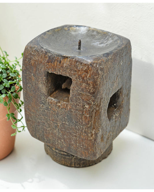 Antique Wooden Paga Candle Holder Stand Original Old Hand Carved