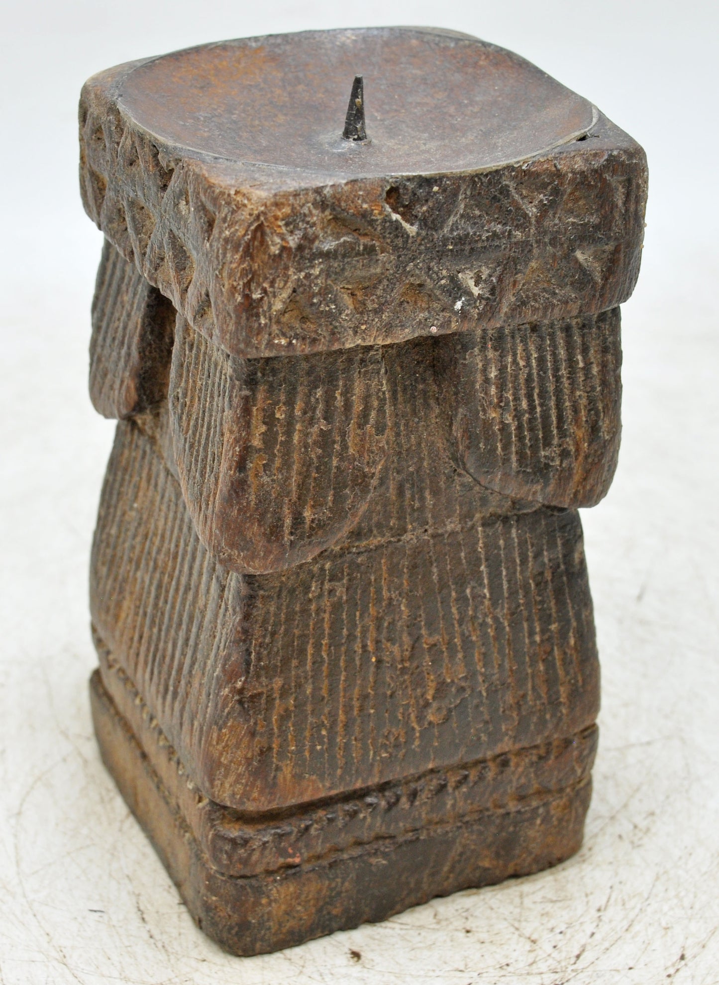 Antique Wooden Paga Candle Holder Stand Original Old Hand Carved