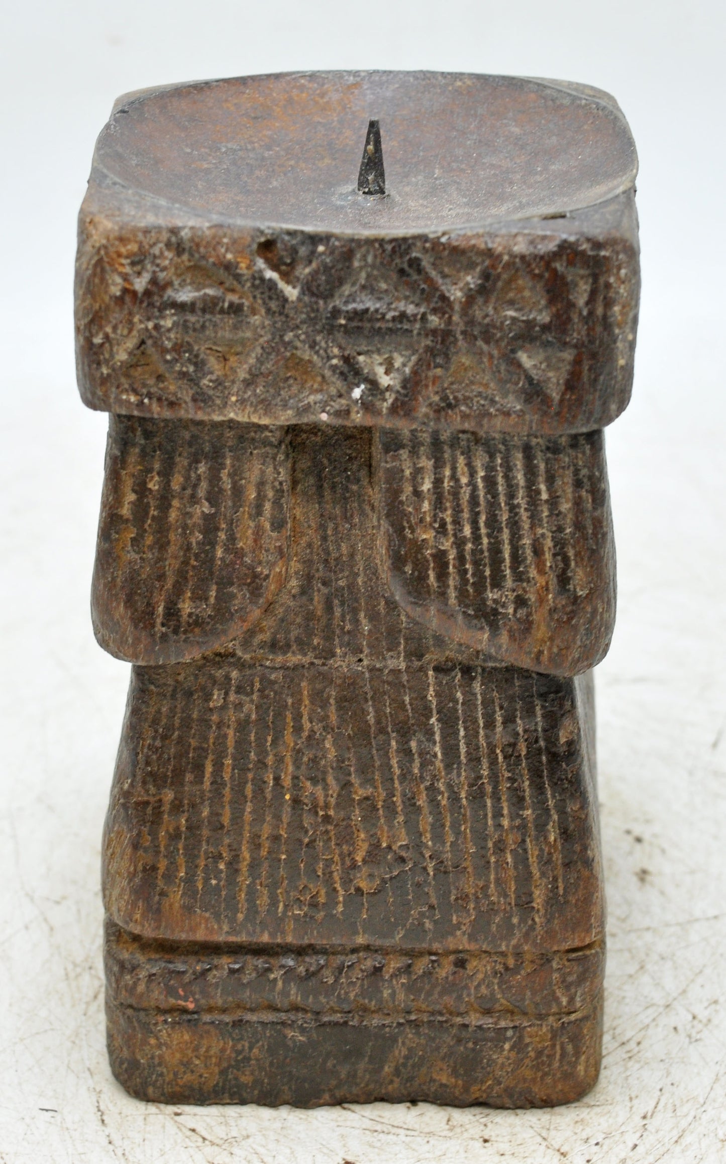 Antique Wooden Paga Candle Holder Stand Original Old Hand Carved