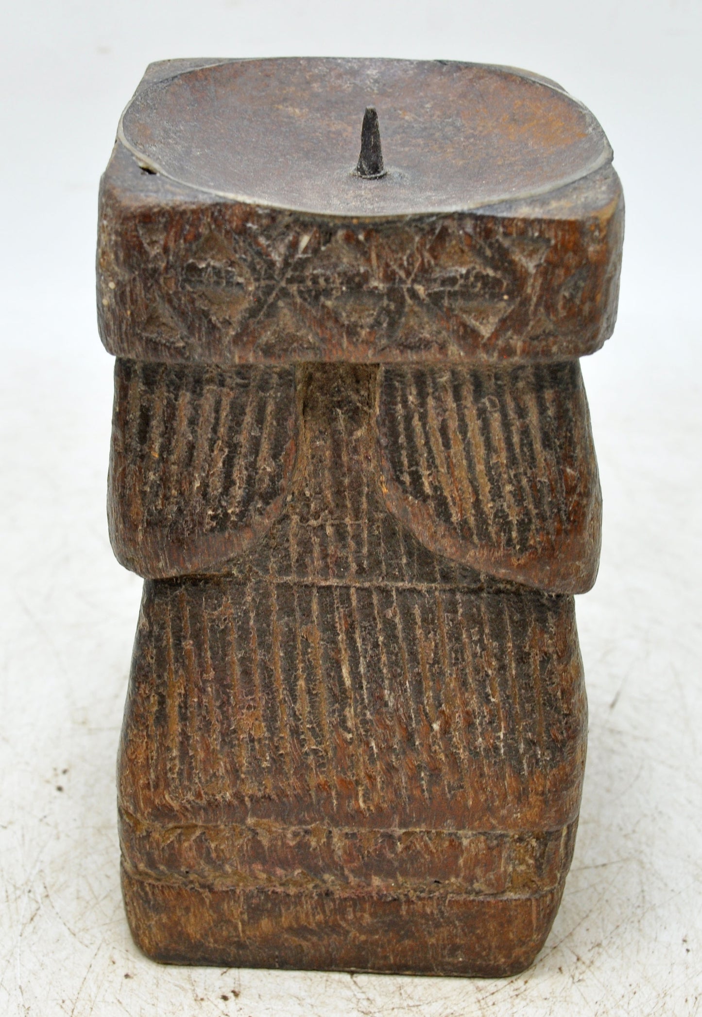 Antique Wooden Paga Candle Holder Stand Original Old Hand Carved