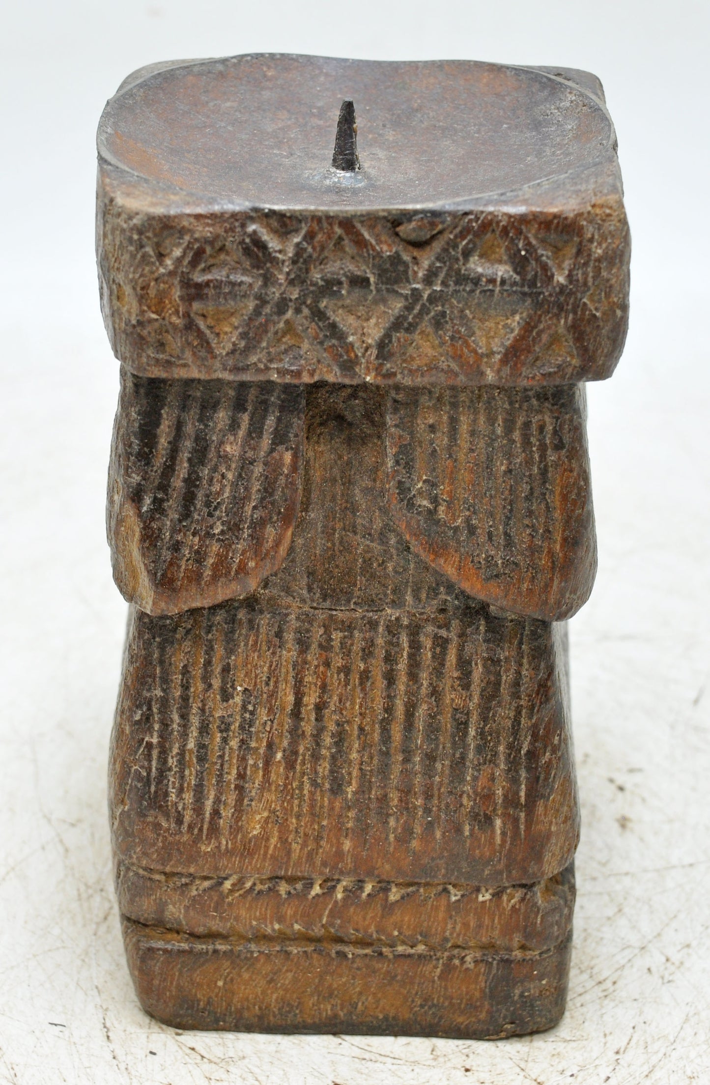 Antique Wooden Paga Candle Holder Stand Original Old Hand Carved