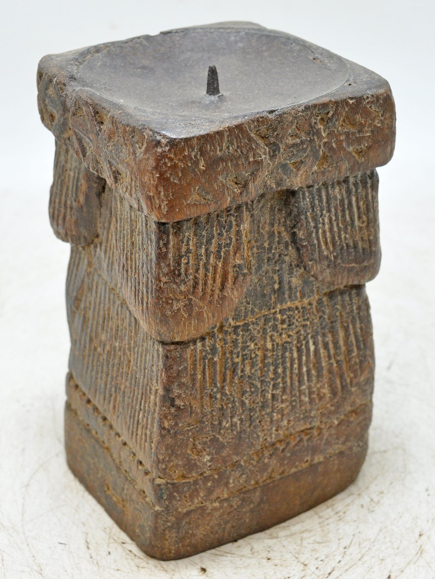 Antique Wooden Paga Candle Holder Stand Original Old Hand Carved