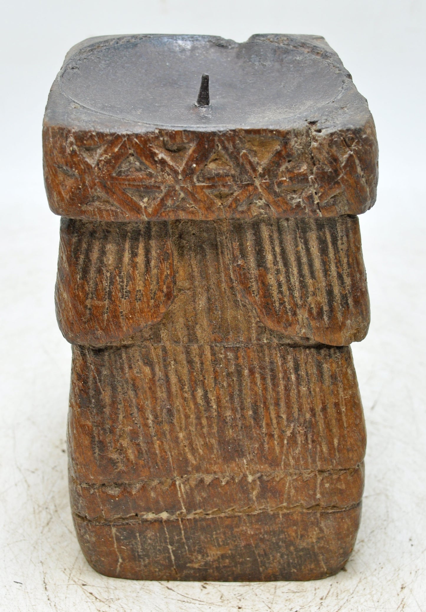 Antique Wooden Paga Candle Holder Stand Original Old Hand Carved