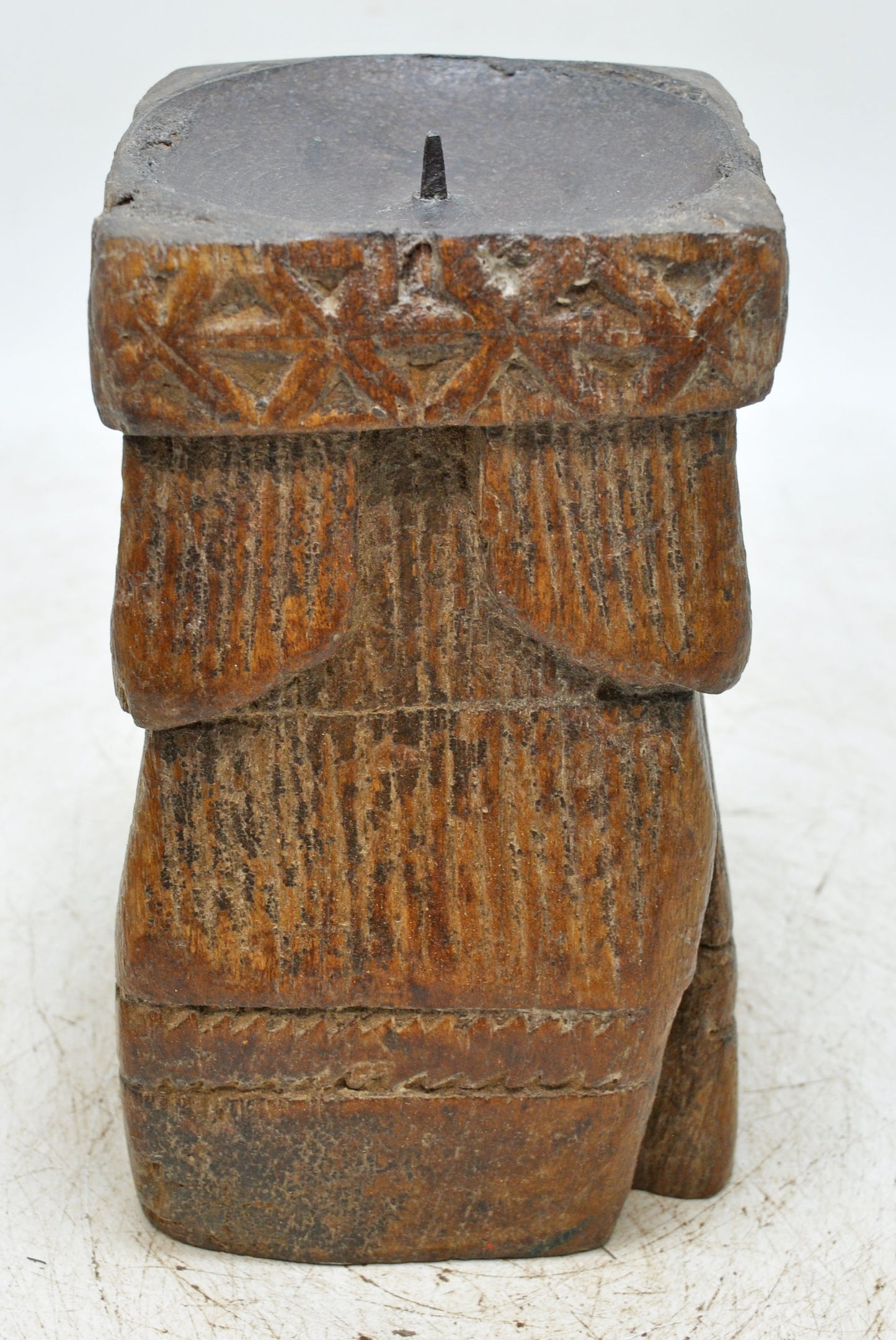 Antique Wooden Paga Candle Holder Stand Original Old Hand Carved