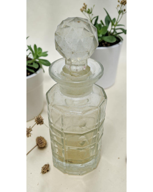 Antique Cut Glass Perfume Bottle Original Old Fine Hand Crafted