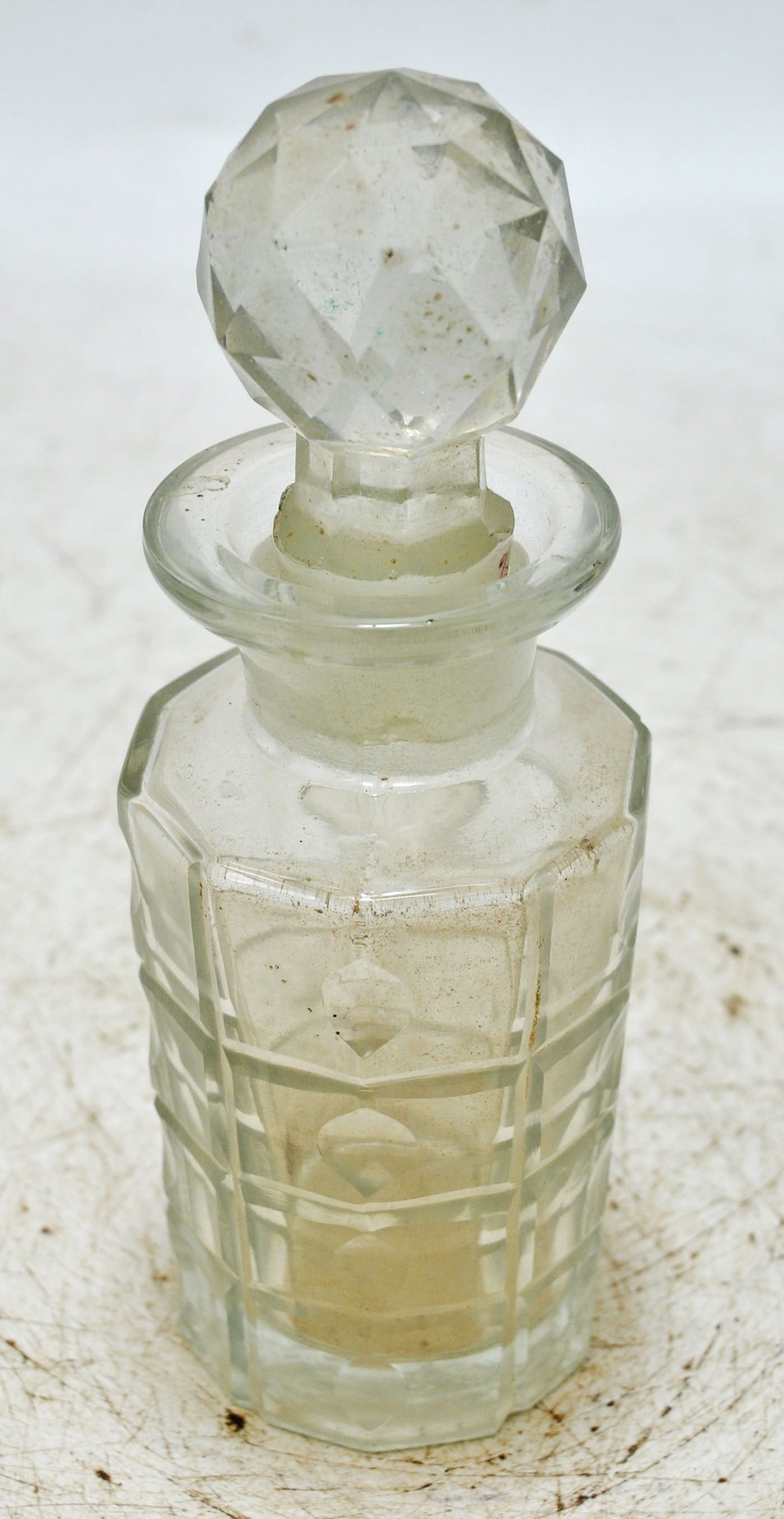Antique Cut Glass Perfume Bottle Original Old Fine Hand Crafted