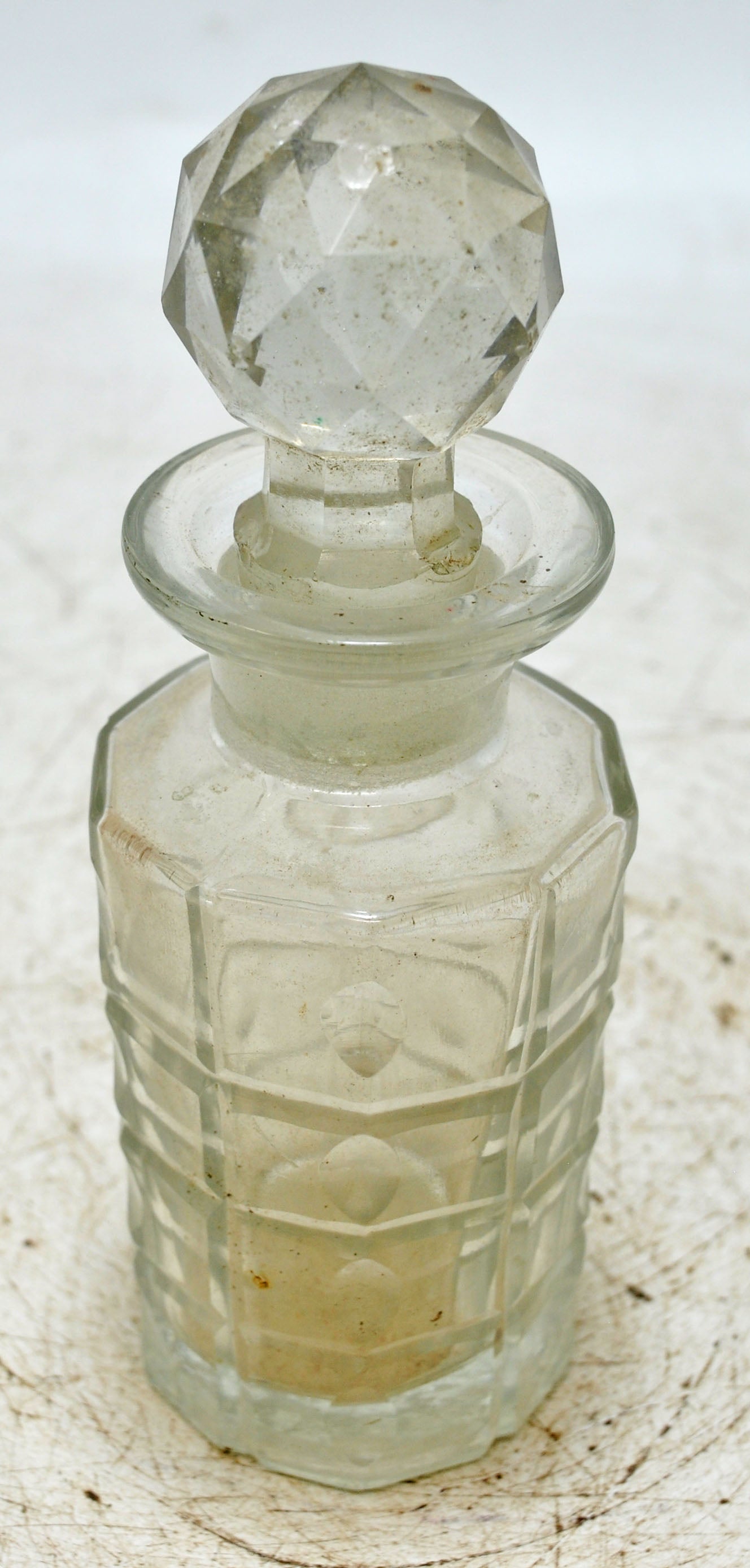 Antique Cut Glass Perfume Bottle Original Old Fine Hand Crafted