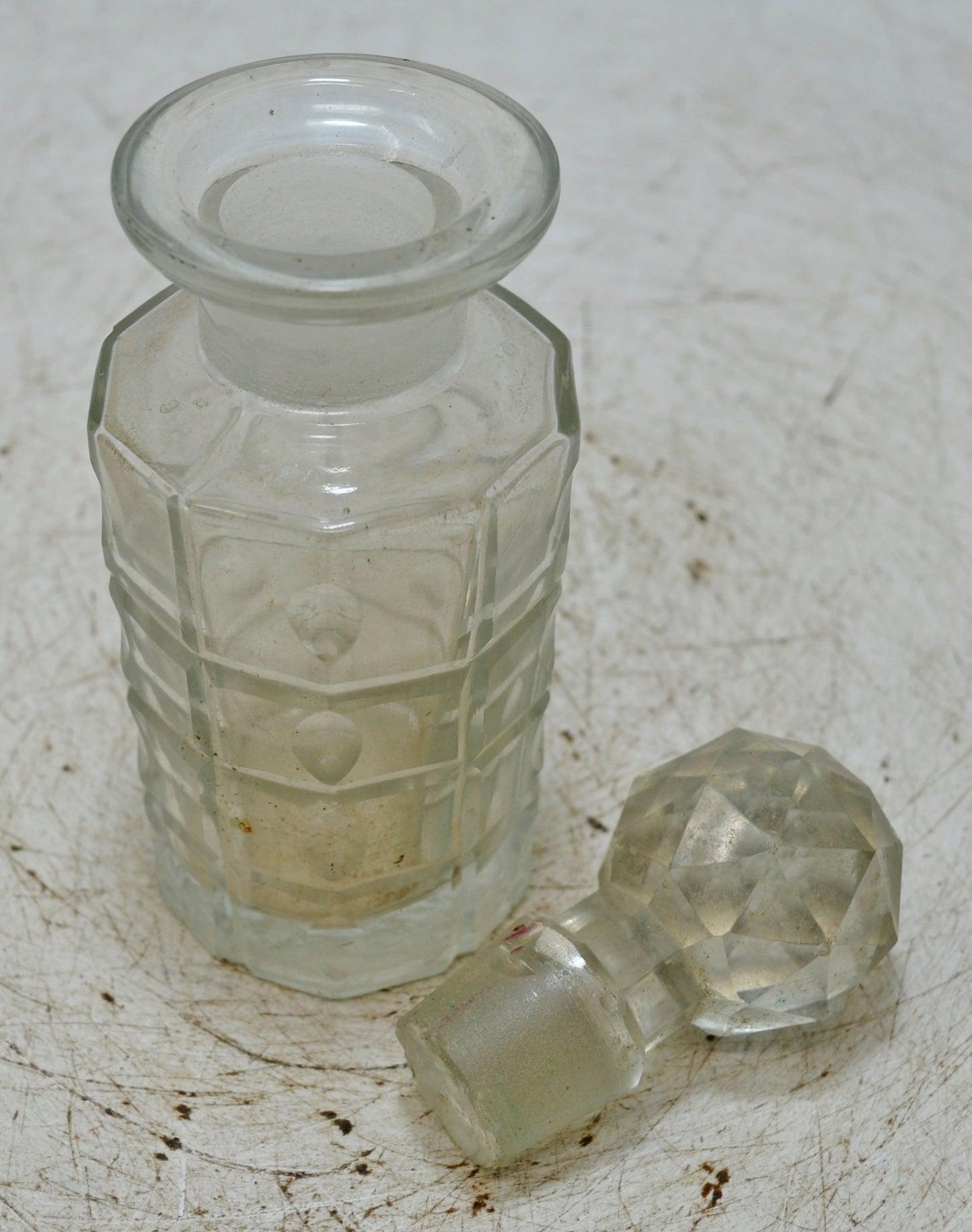 Antique Cut Glass Perfume Bottle Original Old Fine Hand Crafted