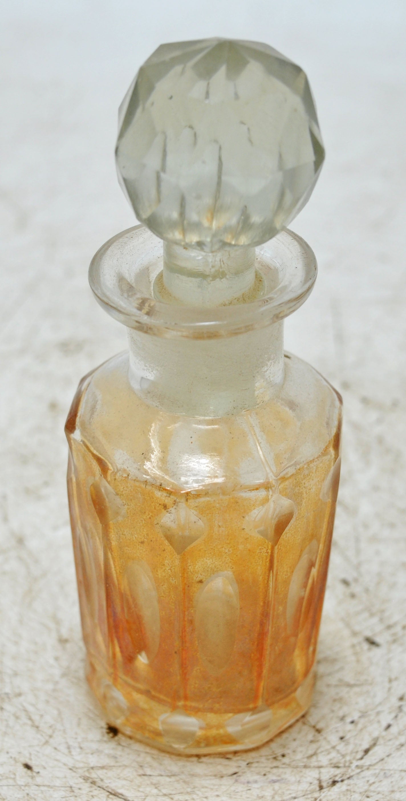 Antique Cut Glass Perfume Bottle Original Old Fine Hand Crafted