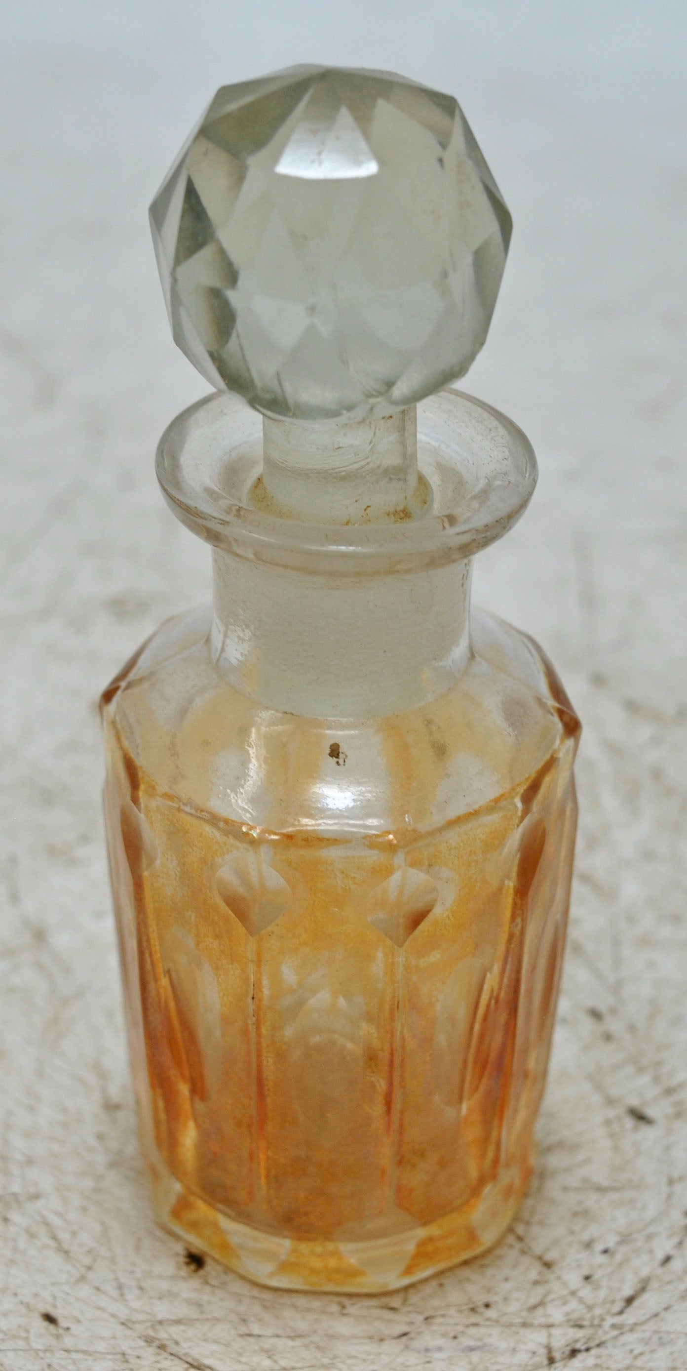 Antique Cut Glass Perfume Bottle Original Old Fine Hand Crafted