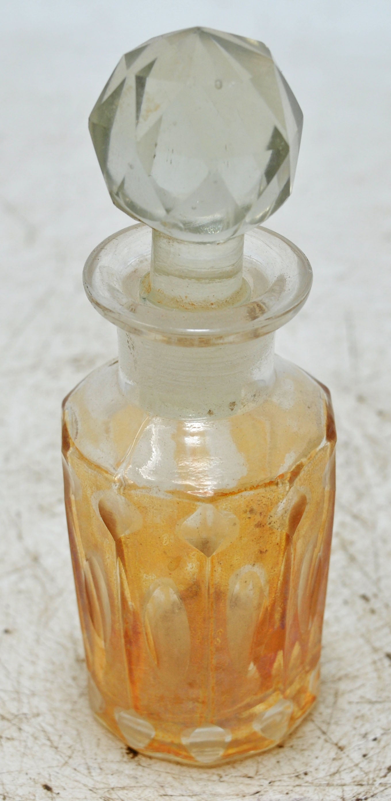 Antique Cut Glass Perfume Bottle Original Old Fine Hand Crafted