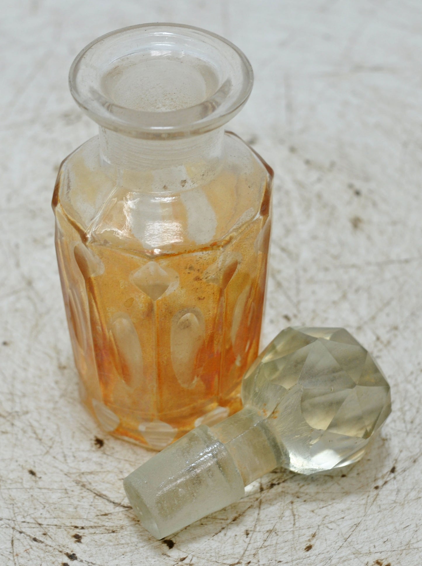 Antique Cut Glass Perfume Bottle Original Old Fine Hand Crafted