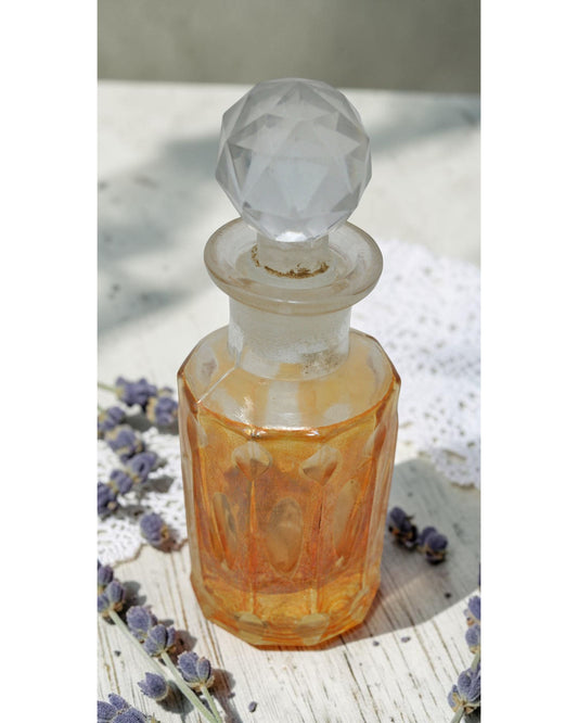 Antique Cut Glass Perfume Bottle Original Old Fine Hand Crafted