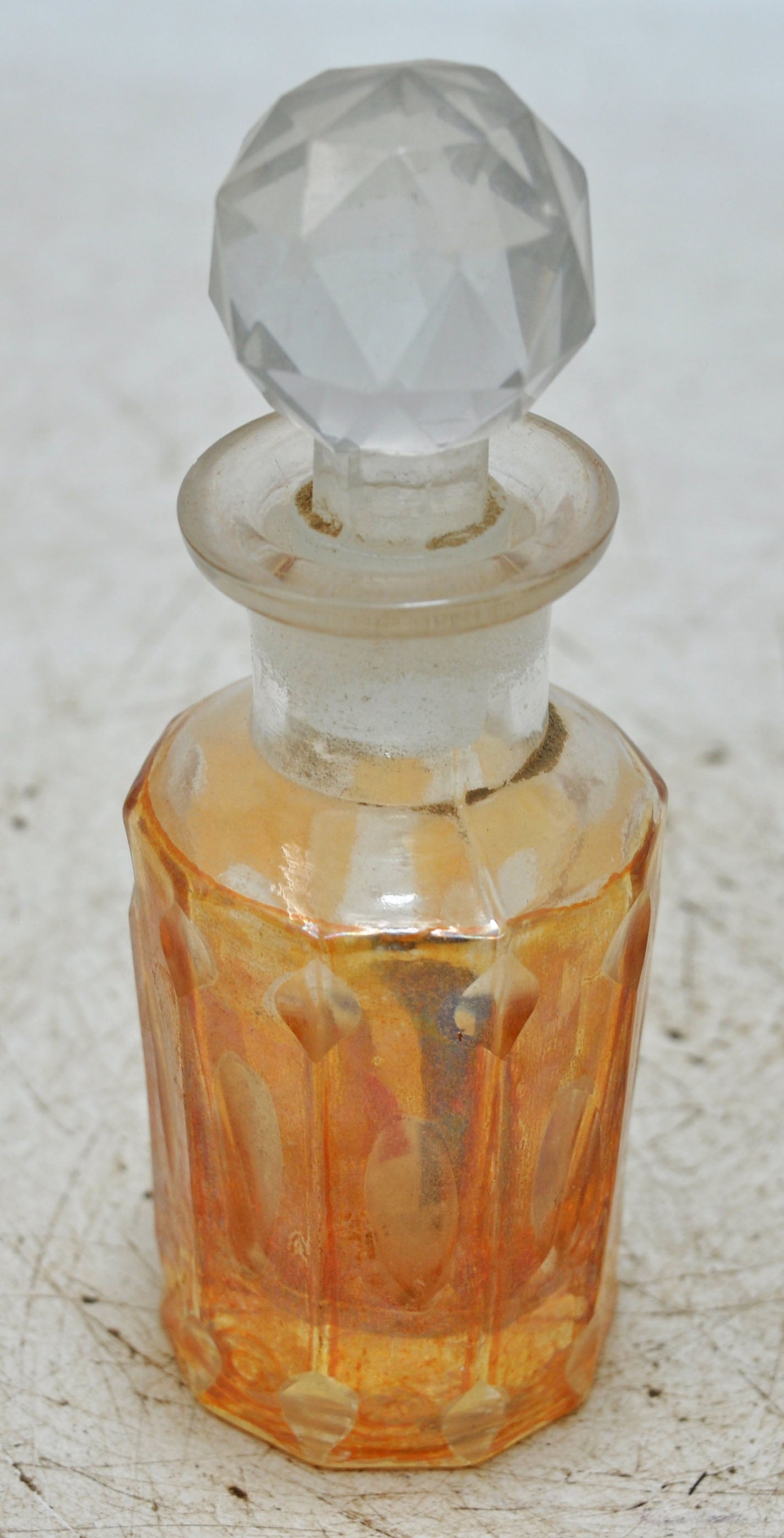 Antique Cut Glass Perfume Bottle Original Old Fine Hand Crafted