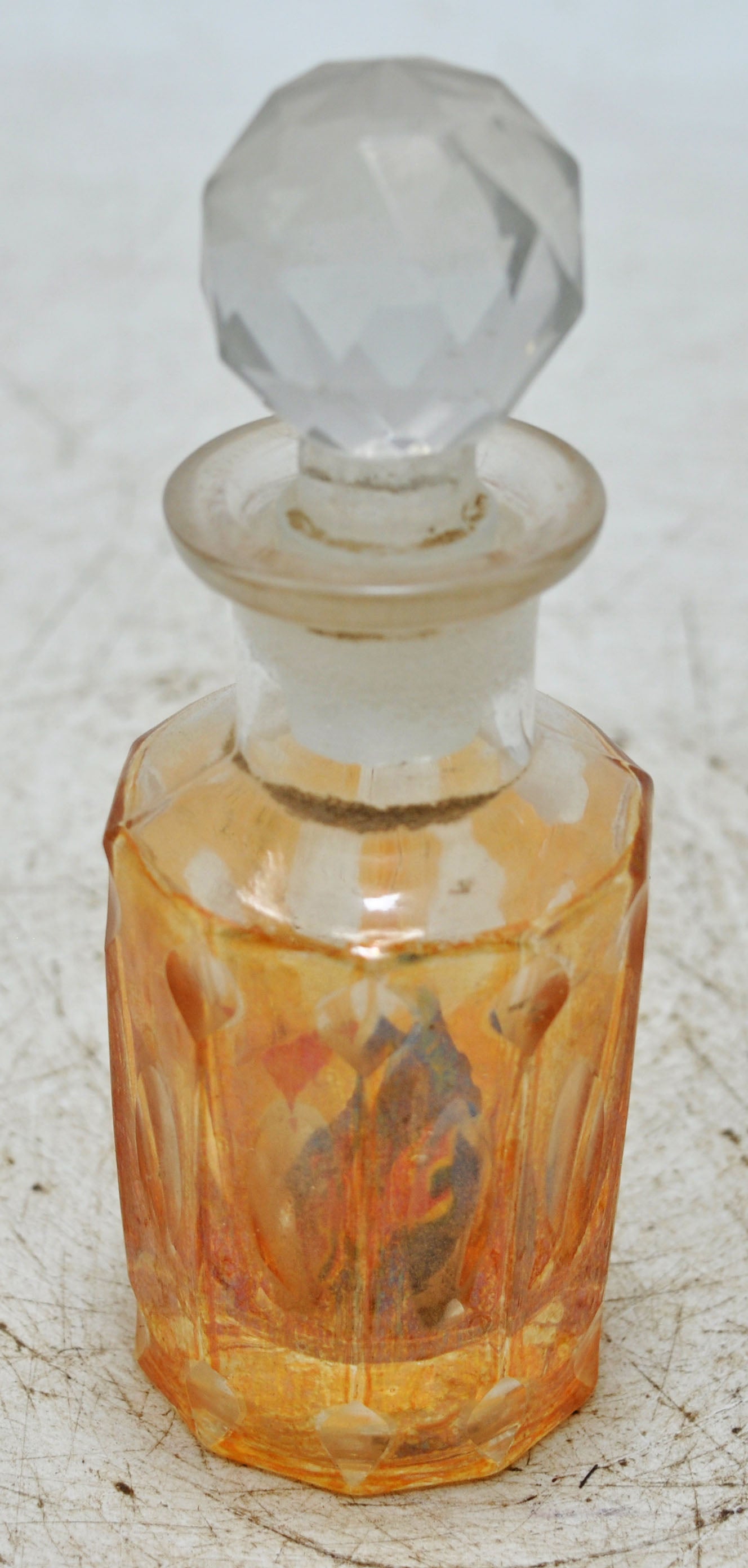Antique Cut Glass Perfume Bottle Original Old Fine Hand Crafted