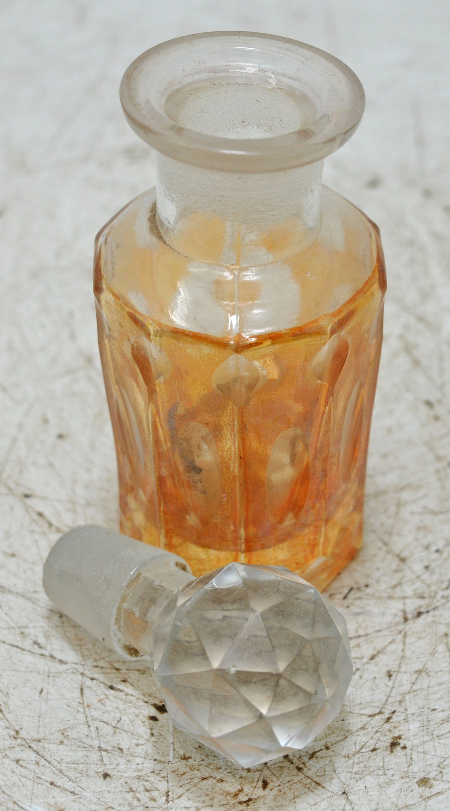 Antique Cut Glass Perfume Bottle Original Old Fine Hand Crafted