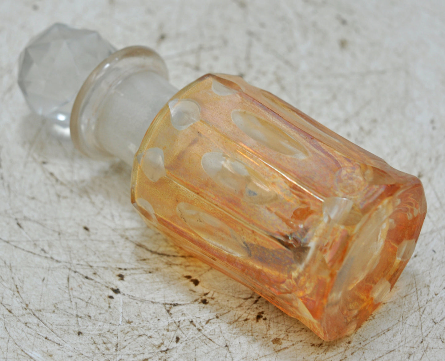 Antique Cut Glass Perfume Bottle Original Old Fine Hand Crafted