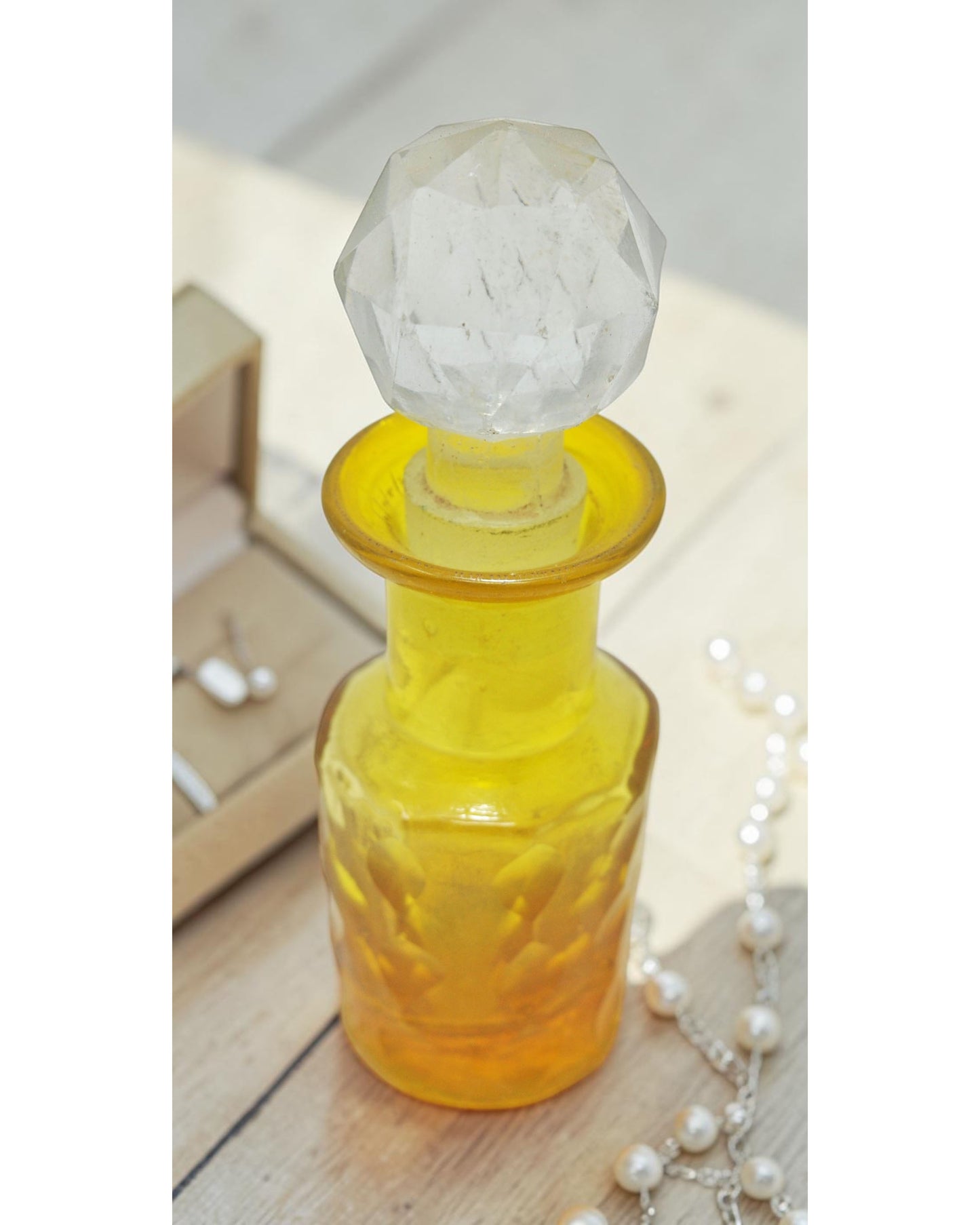 Antique Cut Glass Perfume Bottle Original Old Fine Hand Crafted