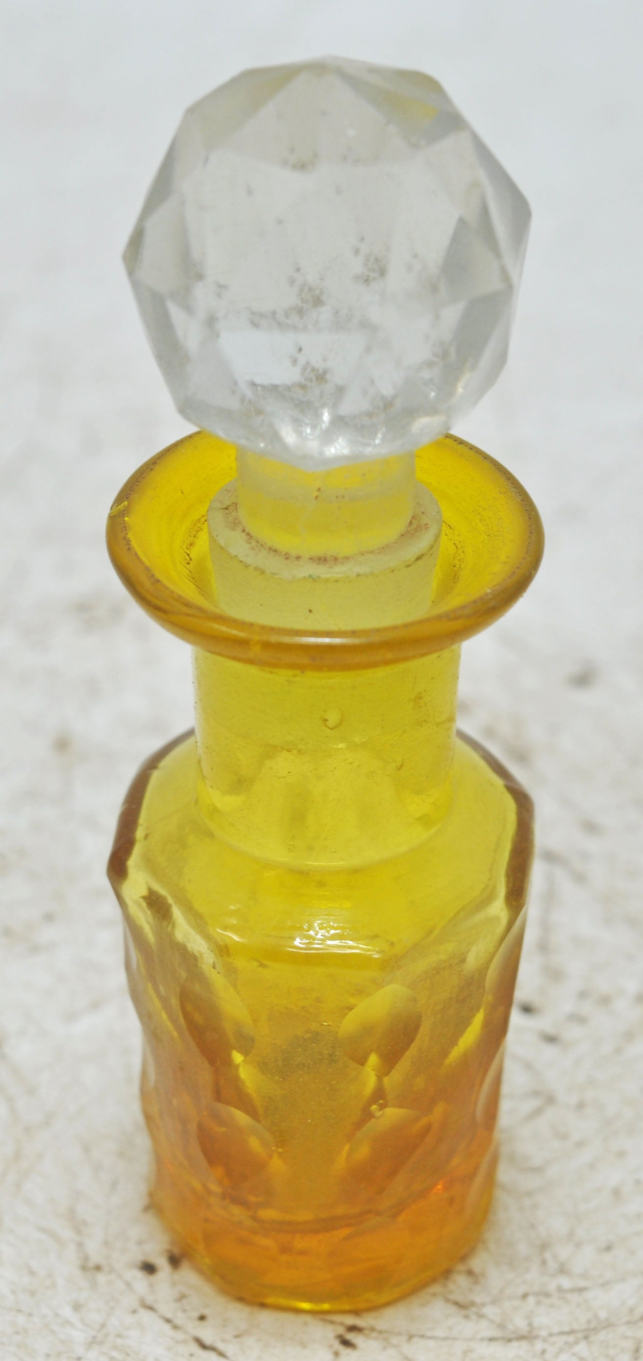 Antique Cut Glass Perfume Bottle Original Old Fine Hand Crafted