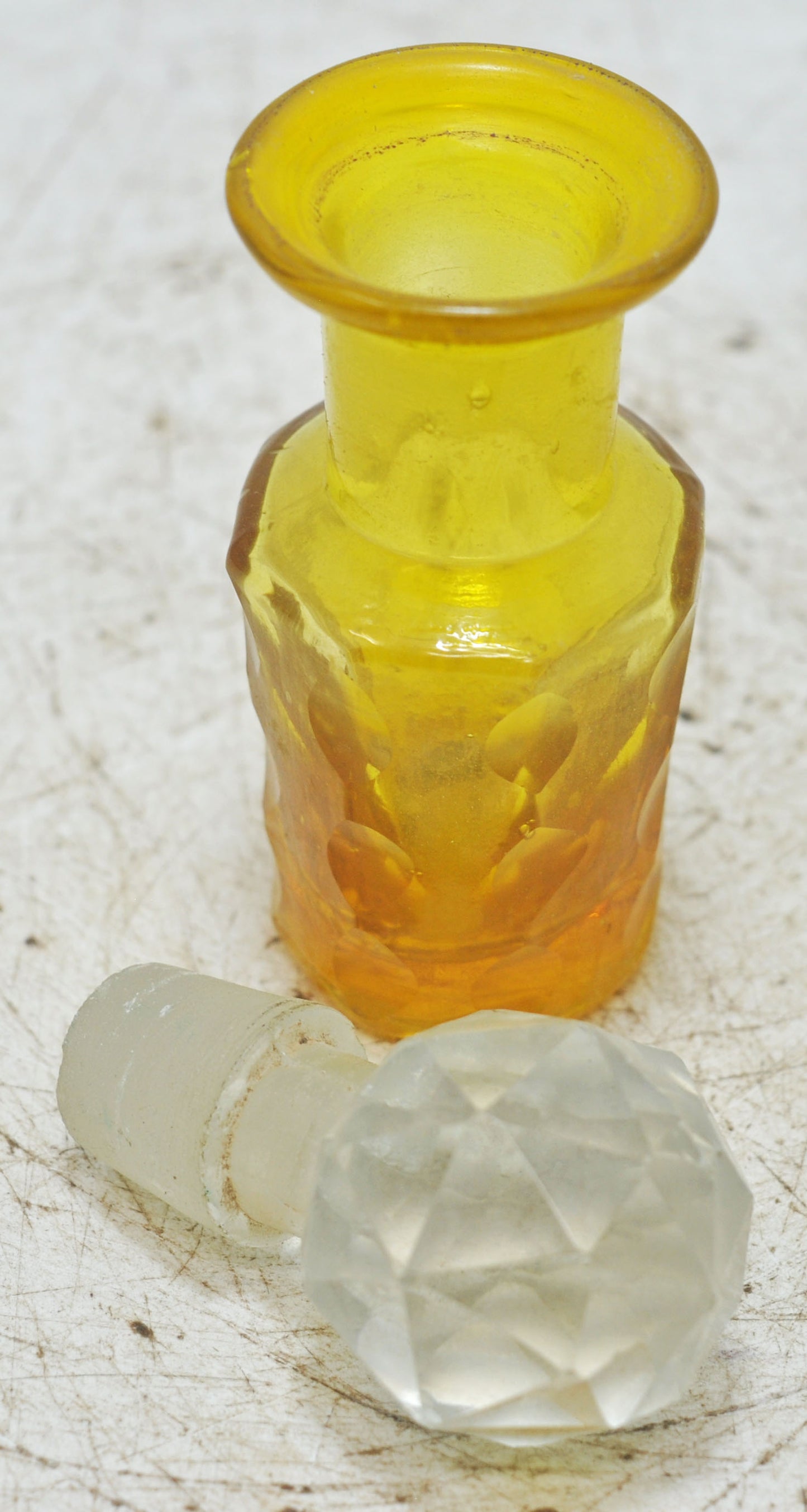 Antique Cut Glass Perfume Bottle Original Old Fine Hand Crafted