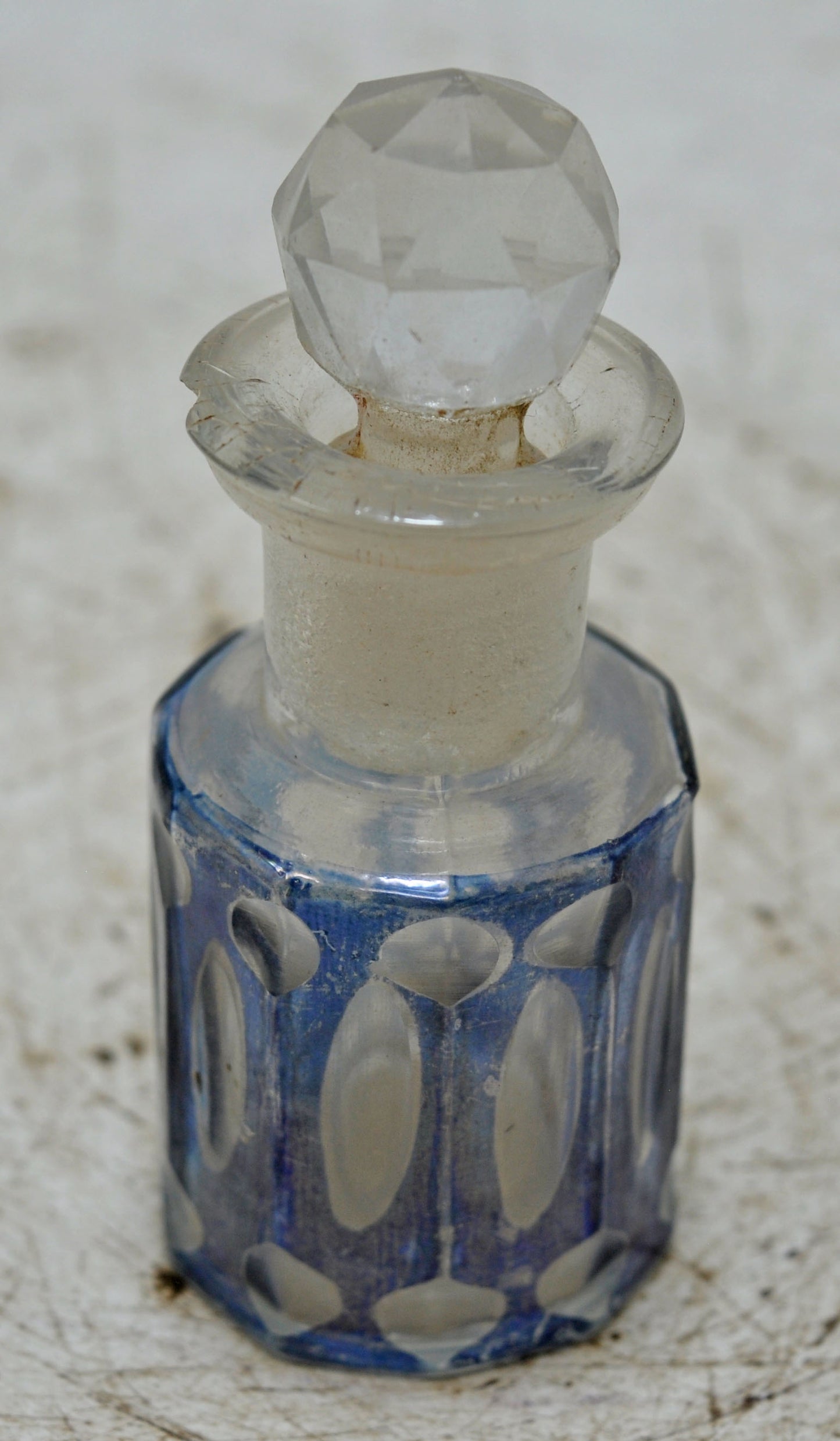Antique Cut Glass Perfume Bottle Original Old Fine Hand Crafted