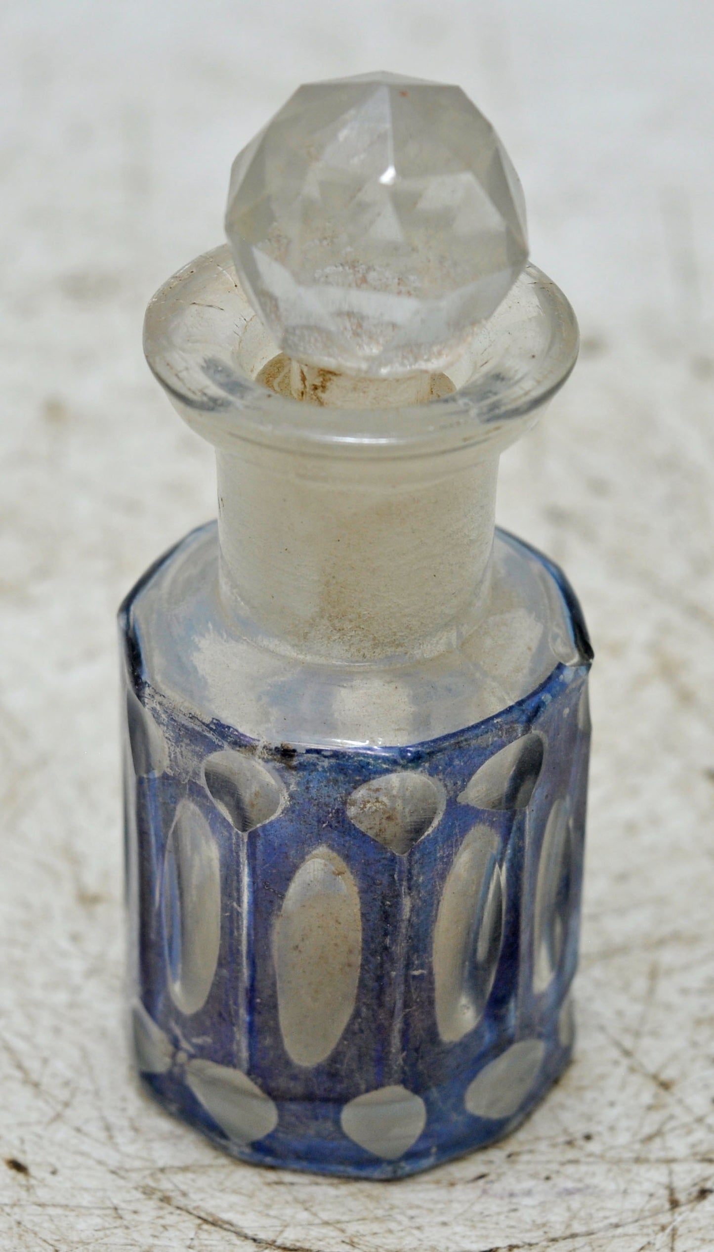 Antique Cut Glass Perfume Bottle Original Old Fine Hand Crafted
