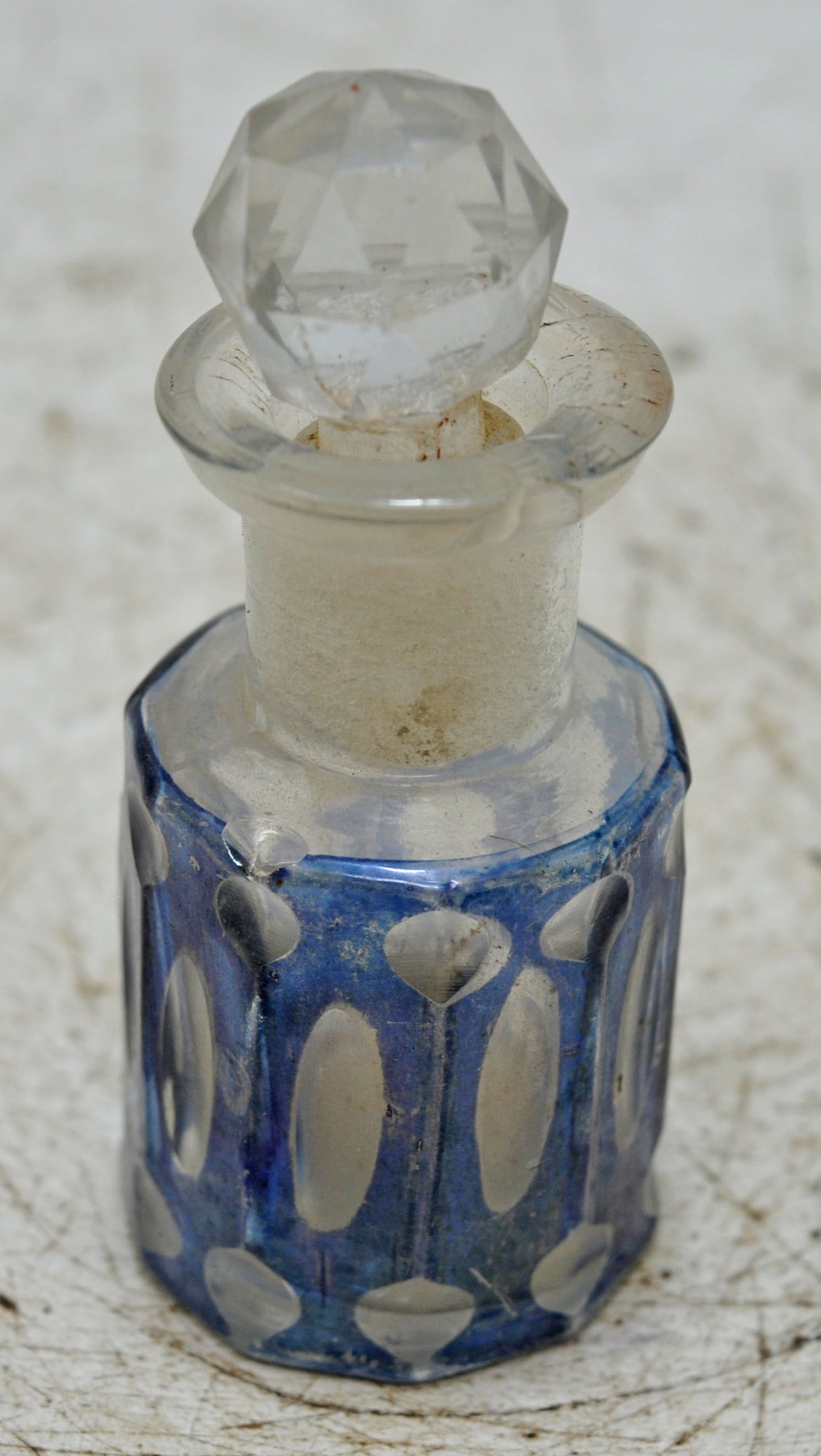 Antique Cut Glass Perfume Bottle Original Old Fine Hand Crafted