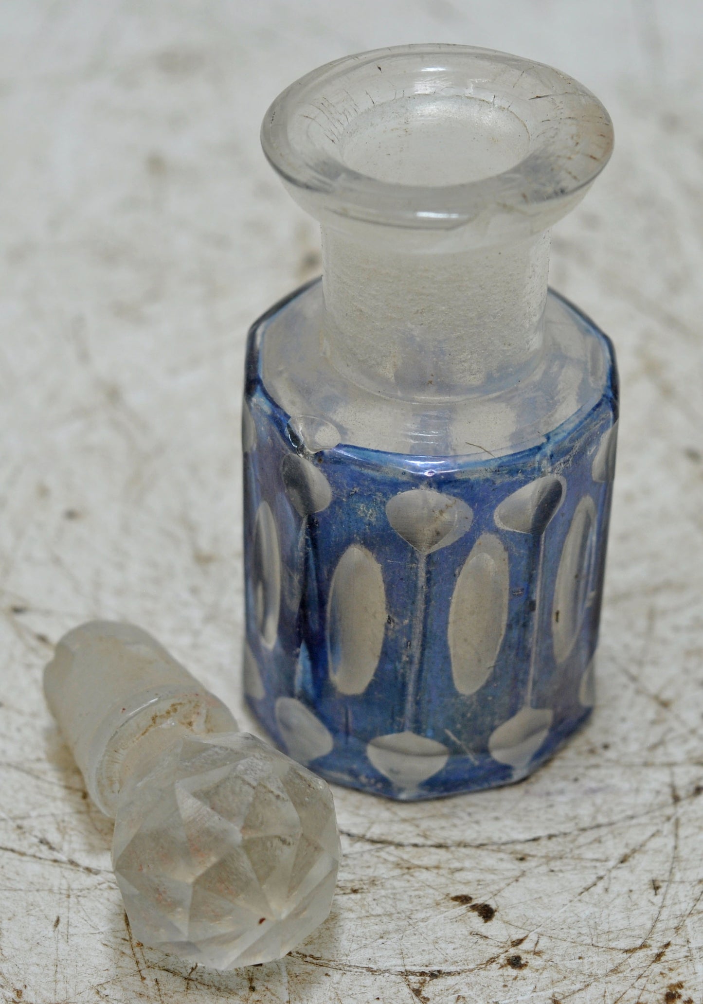 Antique Cut Glass Perfume Bottle Original Old Fine Hand Crafted