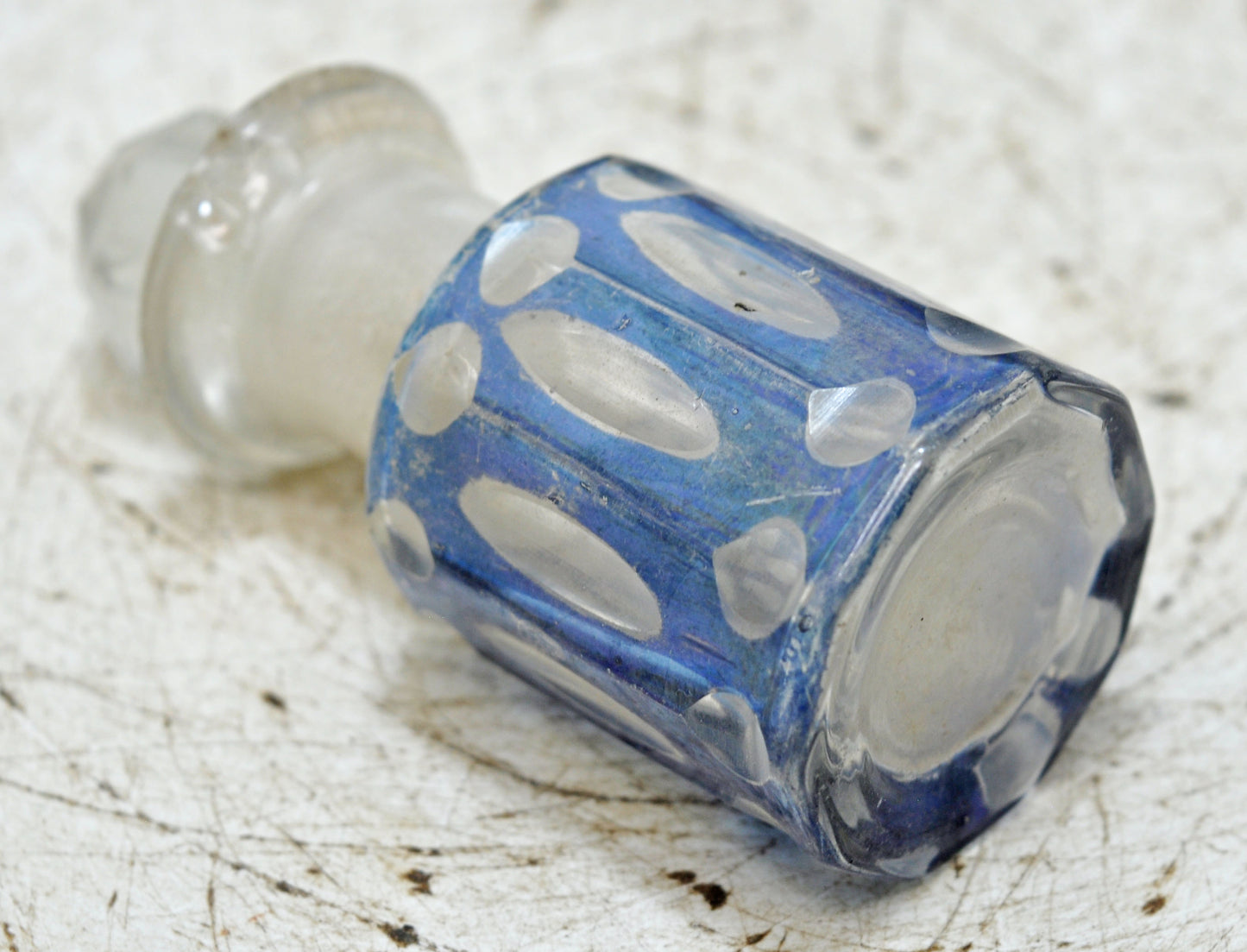 Antique Cut Glass Perfume Bottle Original Old Fine Hand Crafted