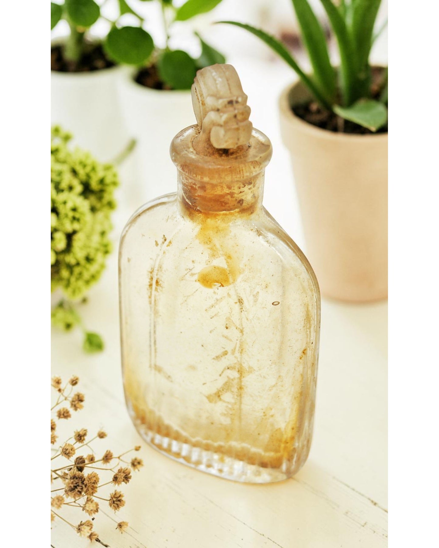 Antique Glass Small Perfume Bottle Original Old Hand Crafted