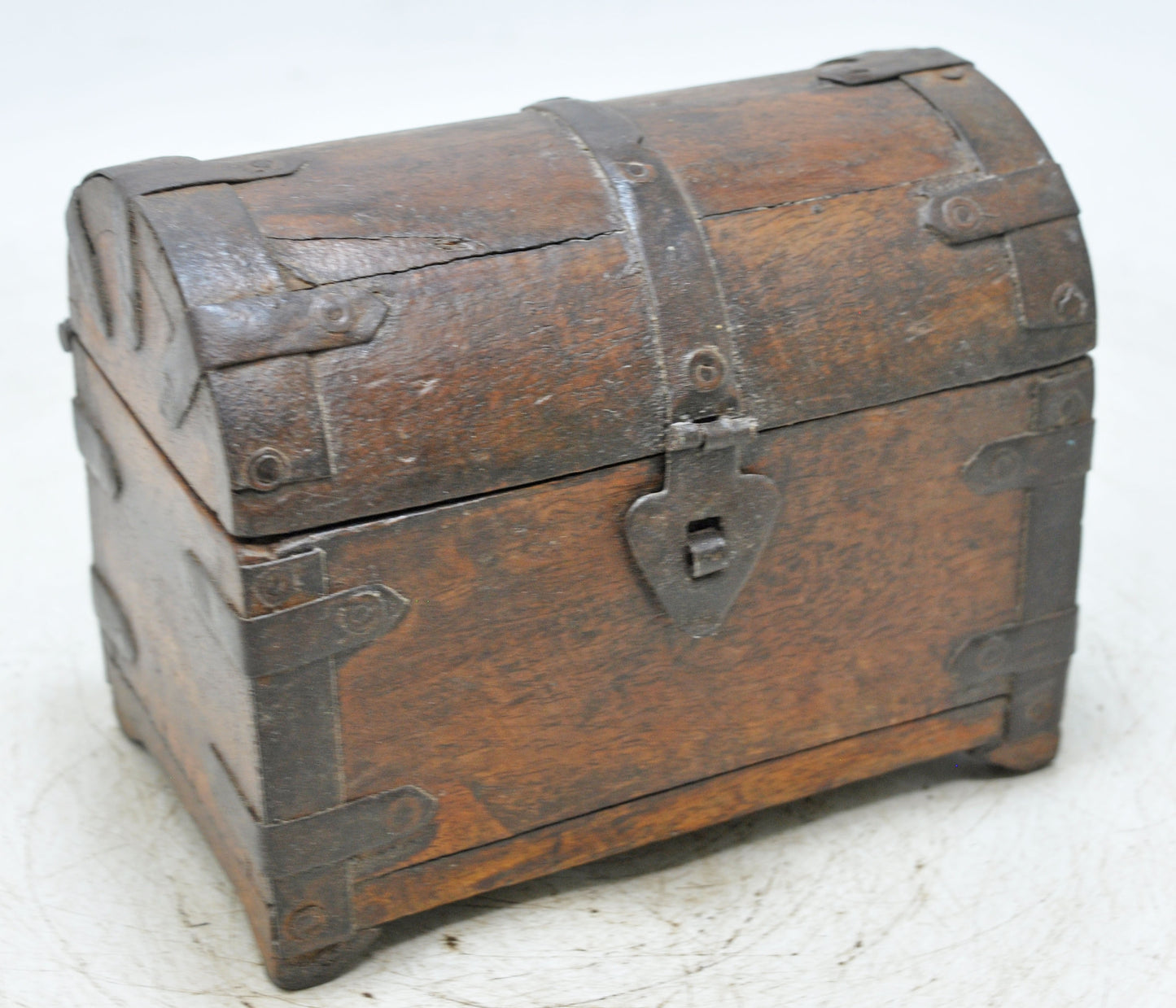 Vintage Wooden Half Round Top Small Storage Box Original Old Hand Crafted