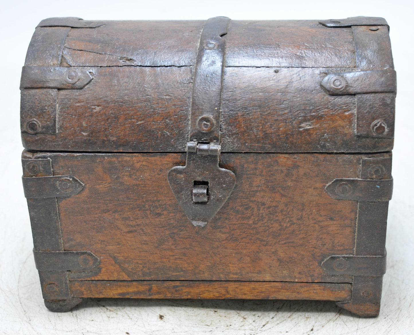 Vintage Wooden Half Round Top Small Storage Box Original Old Hand Crafted