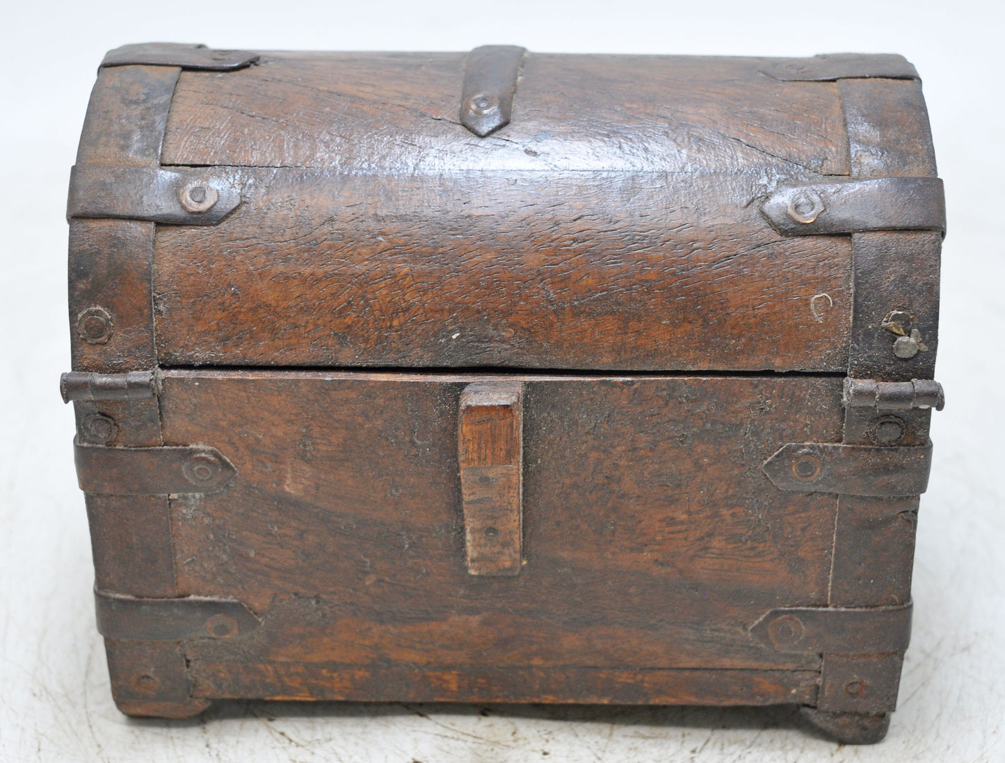 Vintage Wooden Half Round Top Small Storage Box Original Old Hand Crafted