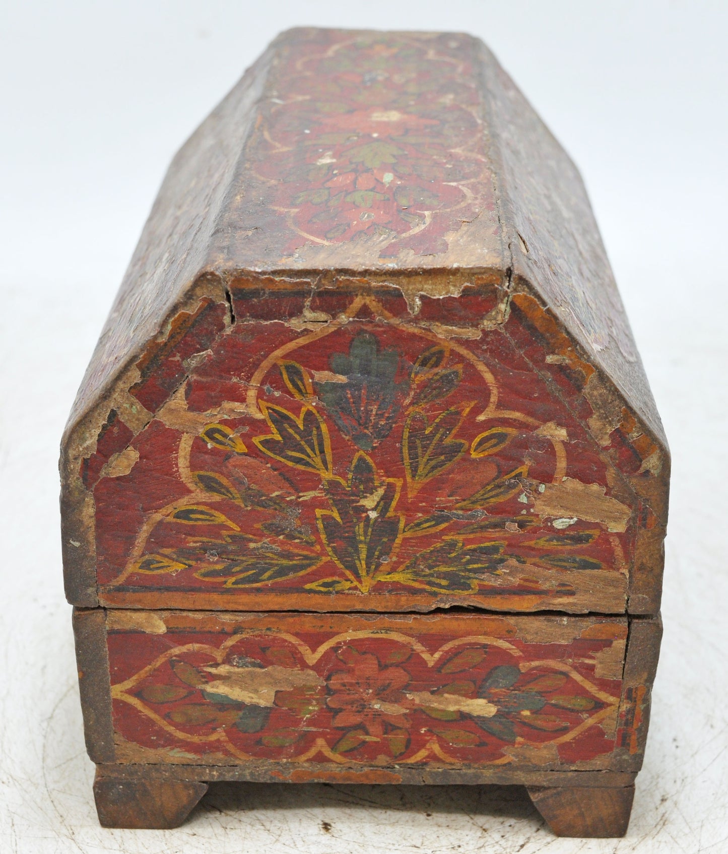 Antique Wooden Storage Chest Box Dome Shaped Original Fine Hand Painted