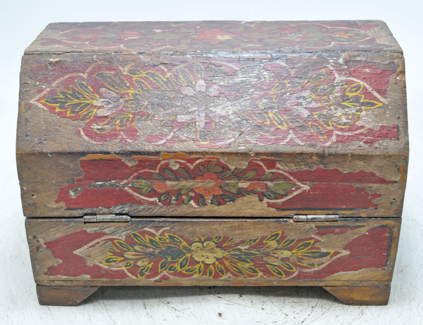 Antique Wooden Storage Chest Box Dome Shaped Original Fine Hand Painted