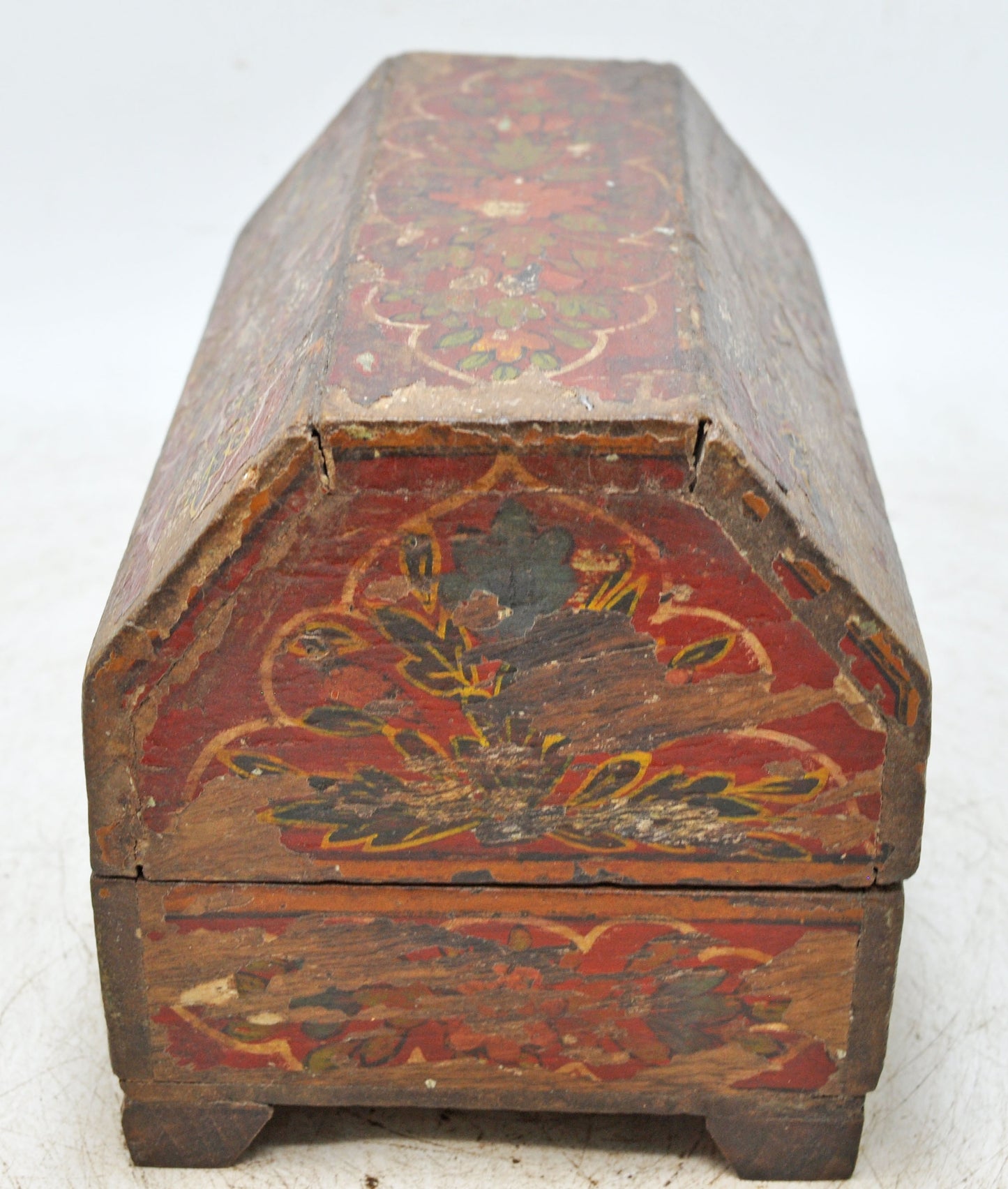 Antique Wooden Storage Chest Box Dome Shaped Original Fine Hand Painted