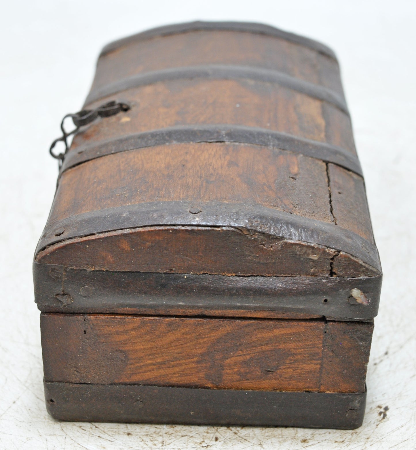 Vintage Wooden Storage Box Original Old Hand Crafted Metal Fitted
