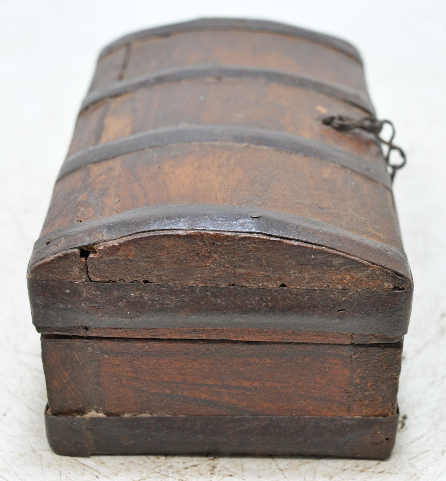 Vintage Wooden Storage Box Original Old Hand Crafted Metal Fitted