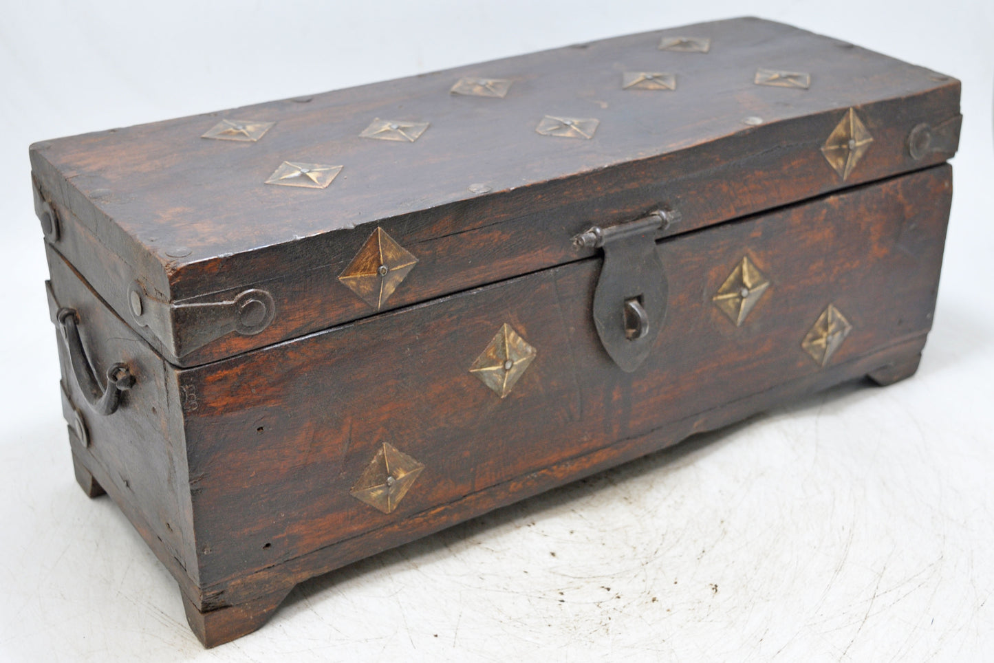 Vintage Wooden Storage Chest Box Original Old Hand Crafted Metal Fitted