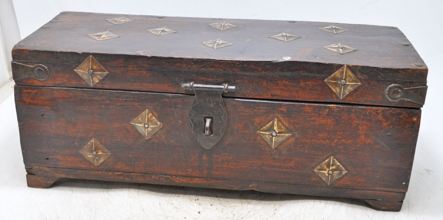 Vintage Wooden Storage Chest Box Original Old Hand Crafted Metal Fitted