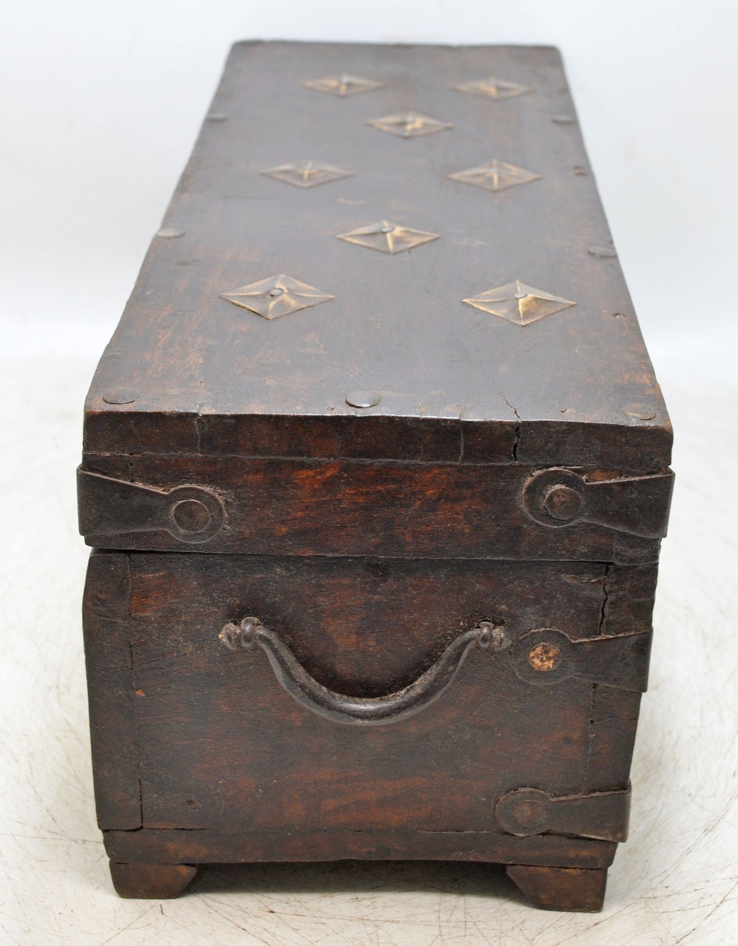 Vintage Wooden Storage Chest Box Original Old Hand Crafted Metal Fitted