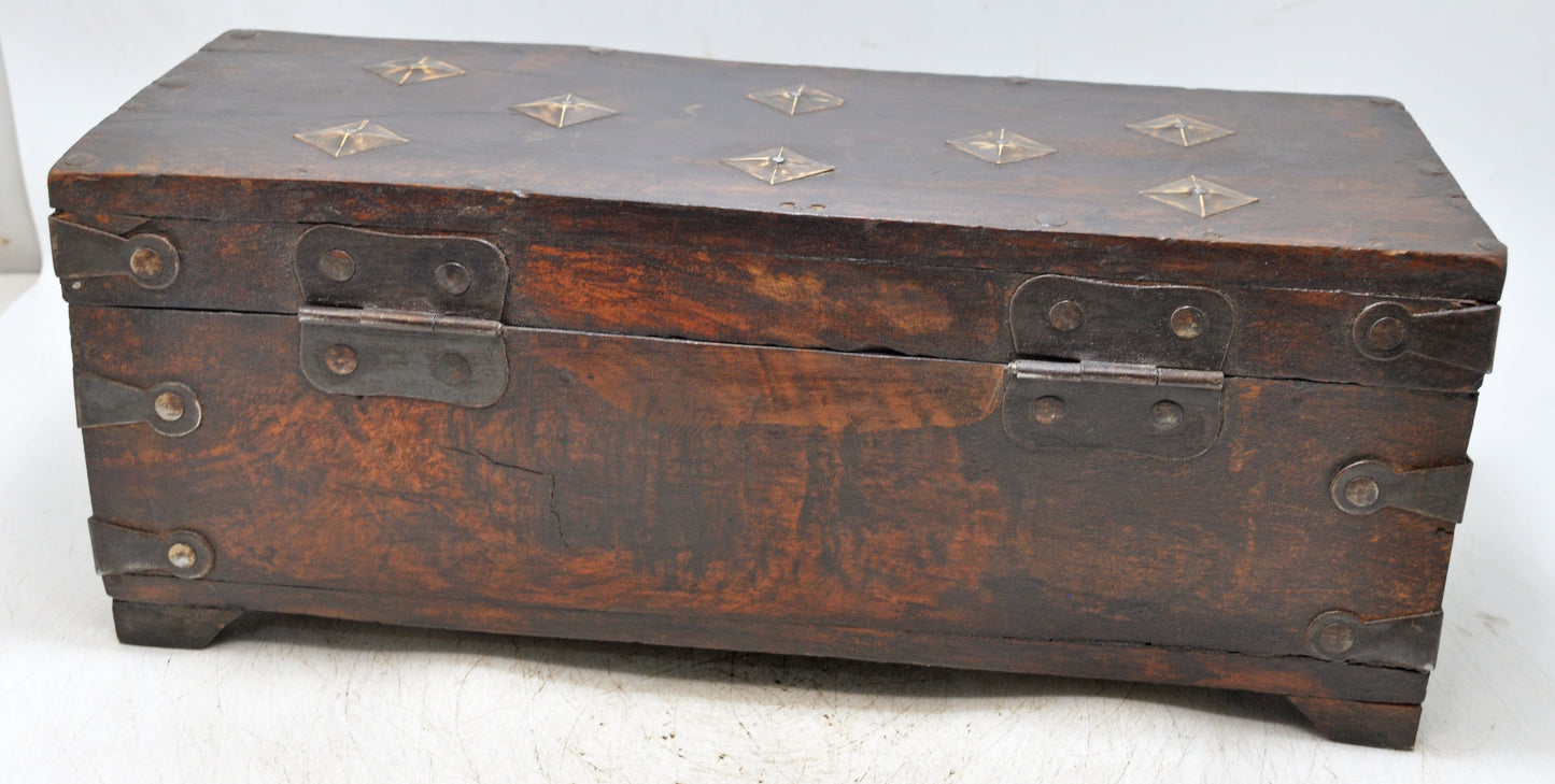 Vintage Wooden Storage Chest Box Original Old Hand Crafted Metal Fitted