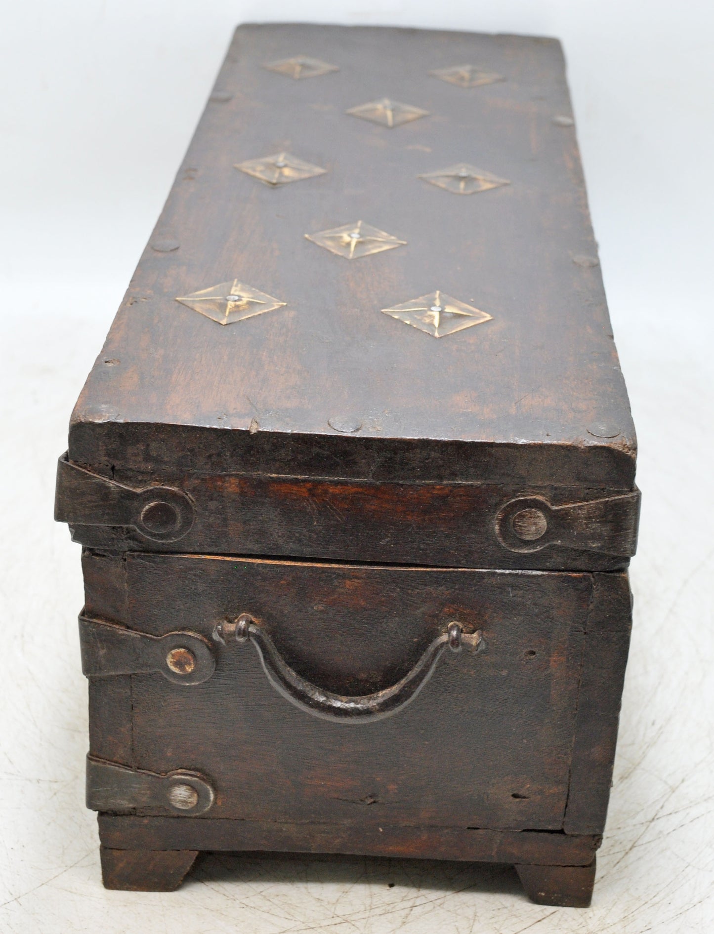 Vintage Wooden Storage Chest Box Original Old Hand Crafted Metal Fitted