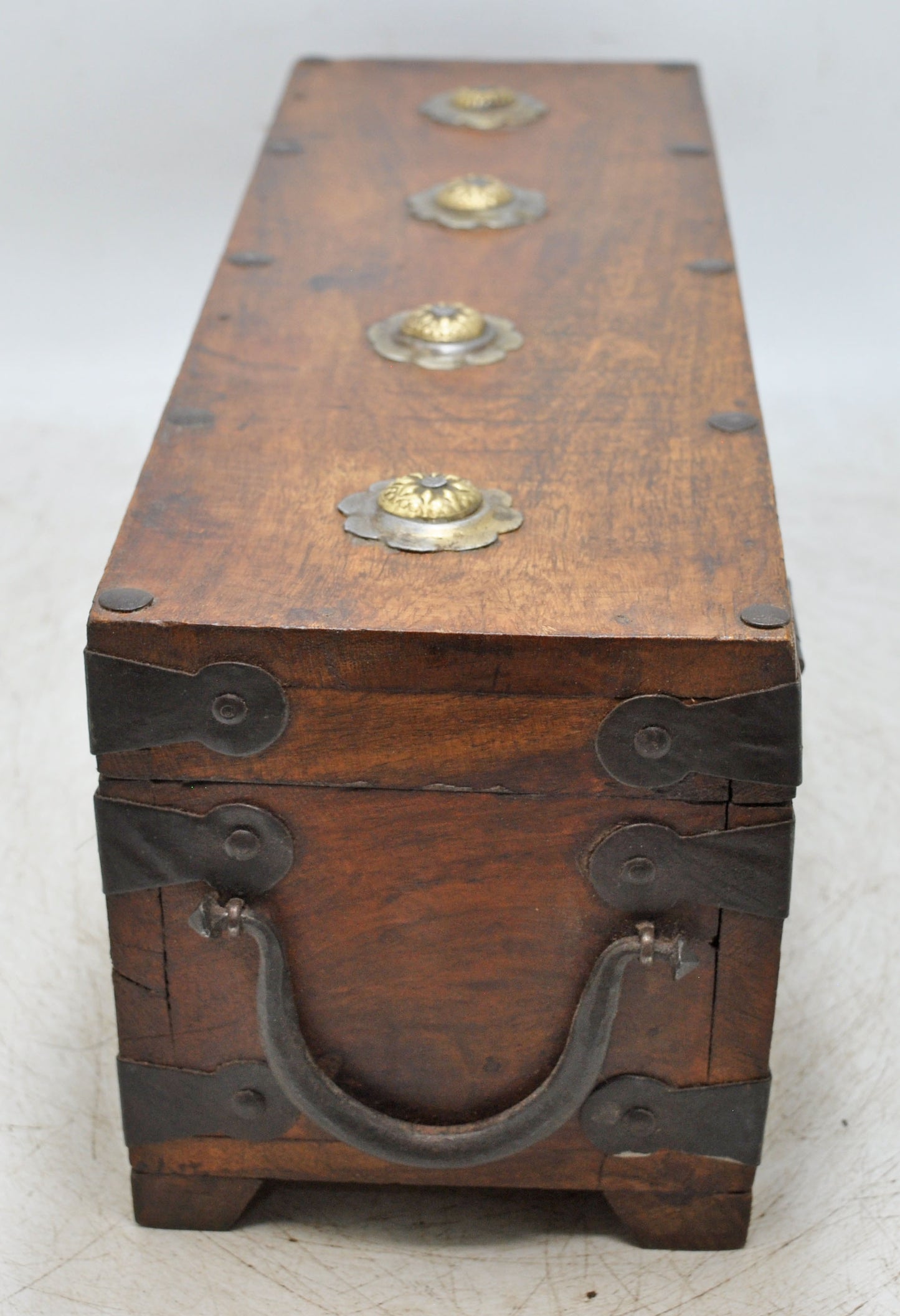 Vintage Wooden Storage Chest Box Original Old Hand Crafted Metal Fitted