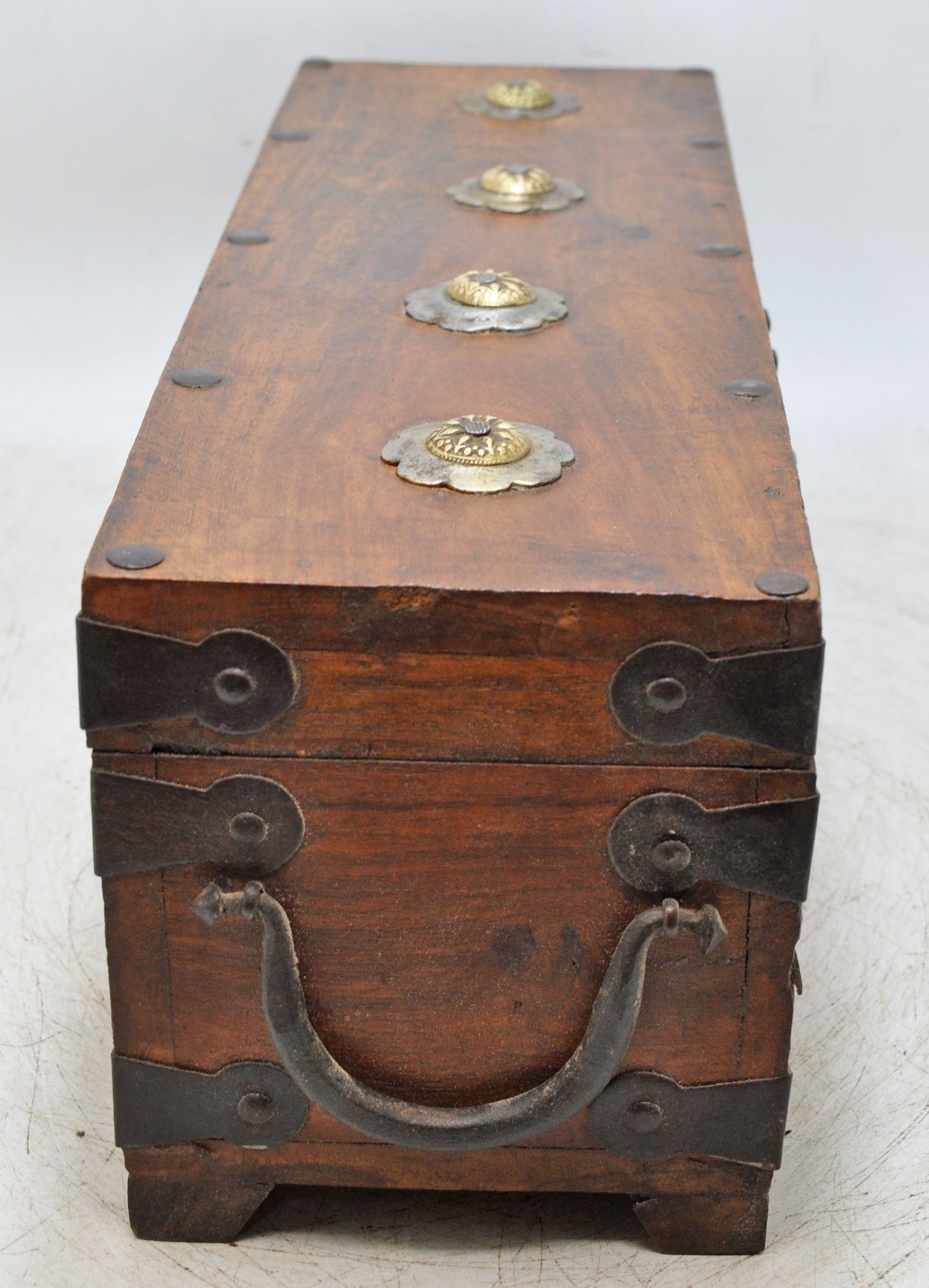 Vintage Wooden Storage Chest Box Original Old Hand Crafted Metal Fitted