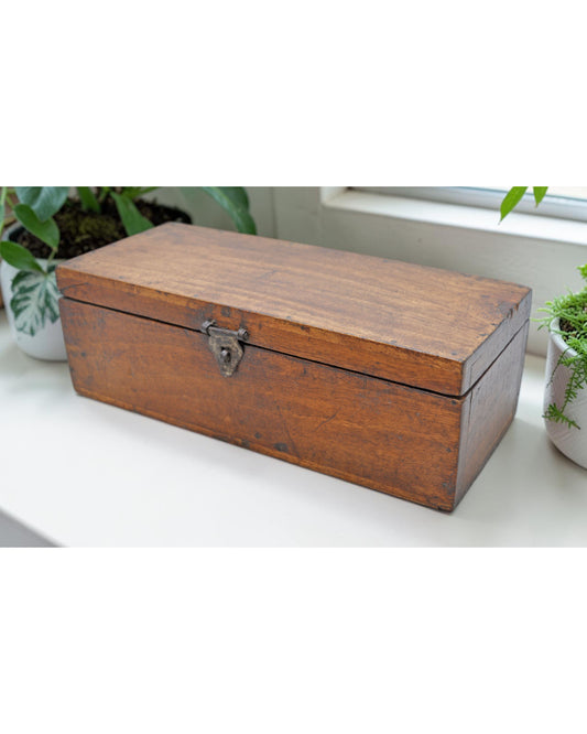 Vintage Wooden Square Storage Chest Box Original Old Hand Crafted